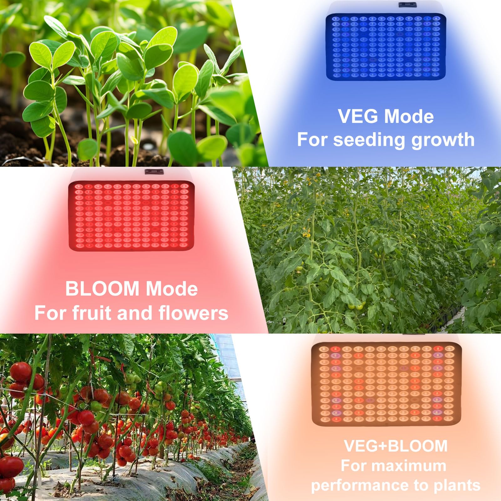 Bewinner Lámparas de Cultivo de Plantas de Espectro Completo Ajustables, Luz de Cultivo de Plantas de Espectro Completo, Dos Modos, Fácil Instalación y Uso, Luz de Cultivo LED para (Enchufe de la UE)