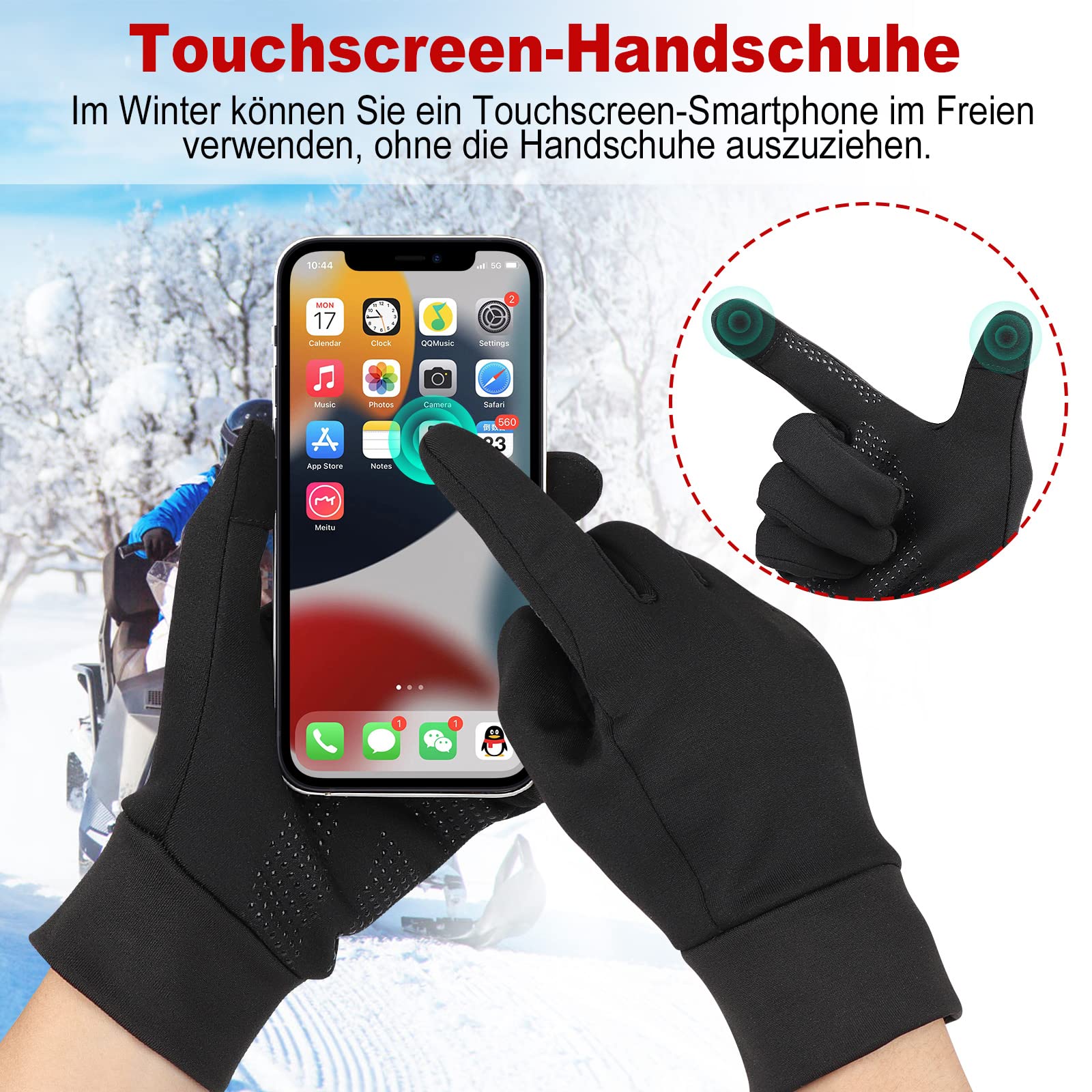 HASAGEI Gants de course en polaire pour écran tactile - Pour homme et femme - Pour l'extérieur