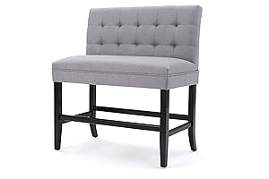 Christopher Knight Home Kenan Fabric Counter Height Bench, Light Grey