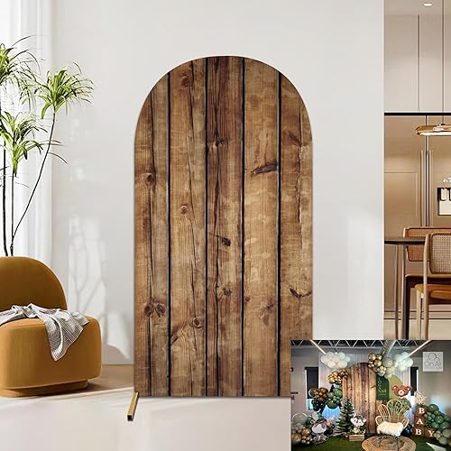 Miniatura 2 de JASREE Cubierta de arco de madera rústica de 5 pies, de elastano, ajustada, para arco de boda, cubierta de telón de fondo de arco de Chiara de 2