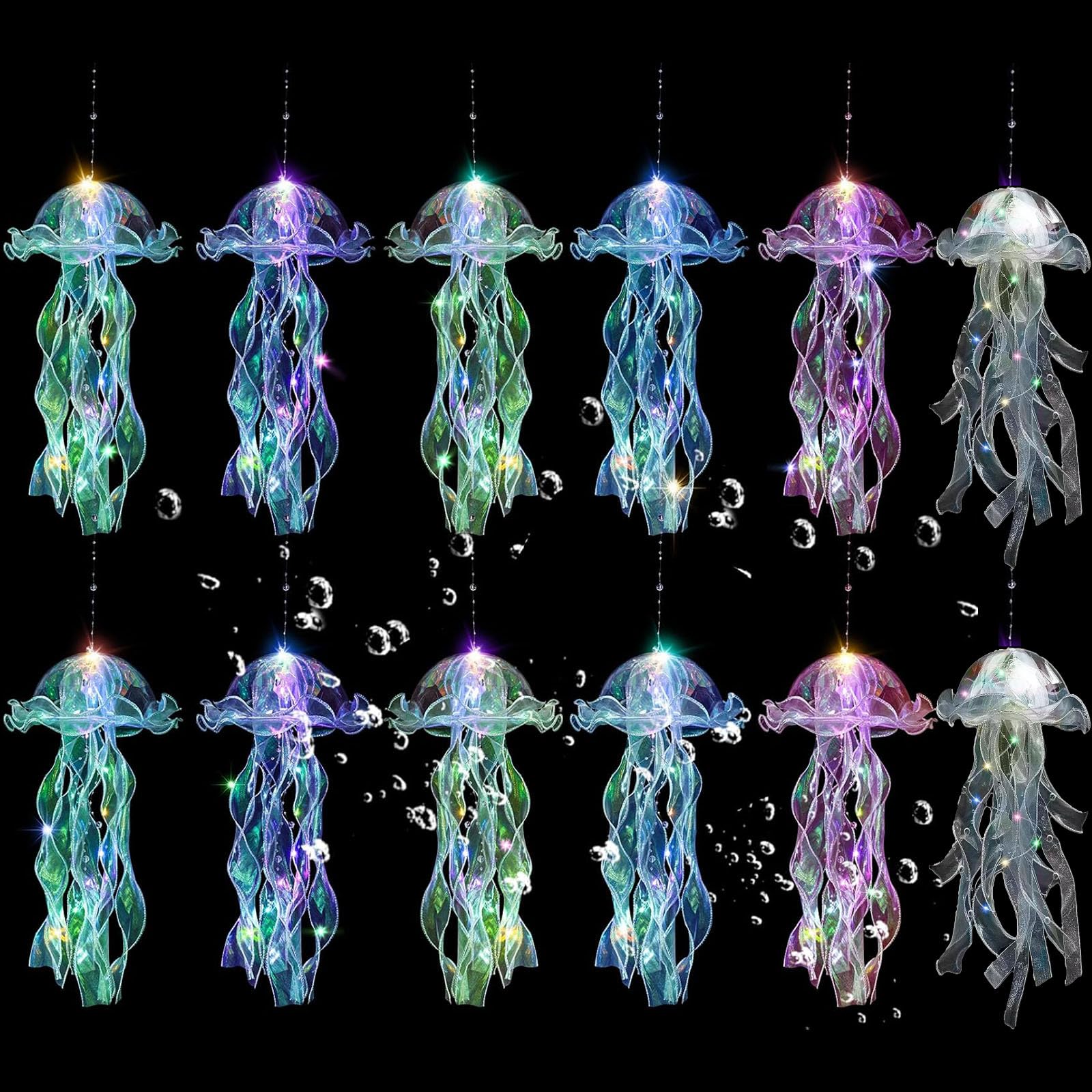 Jellyfish Decor, 12 Pcs Jellyfish Lanterns Hanging Jelly Fish Lanterns for Mermaid Theme Party Under The Sea Ocean Birthday Decoration & Gifts for Girls Baby (6 Colors)