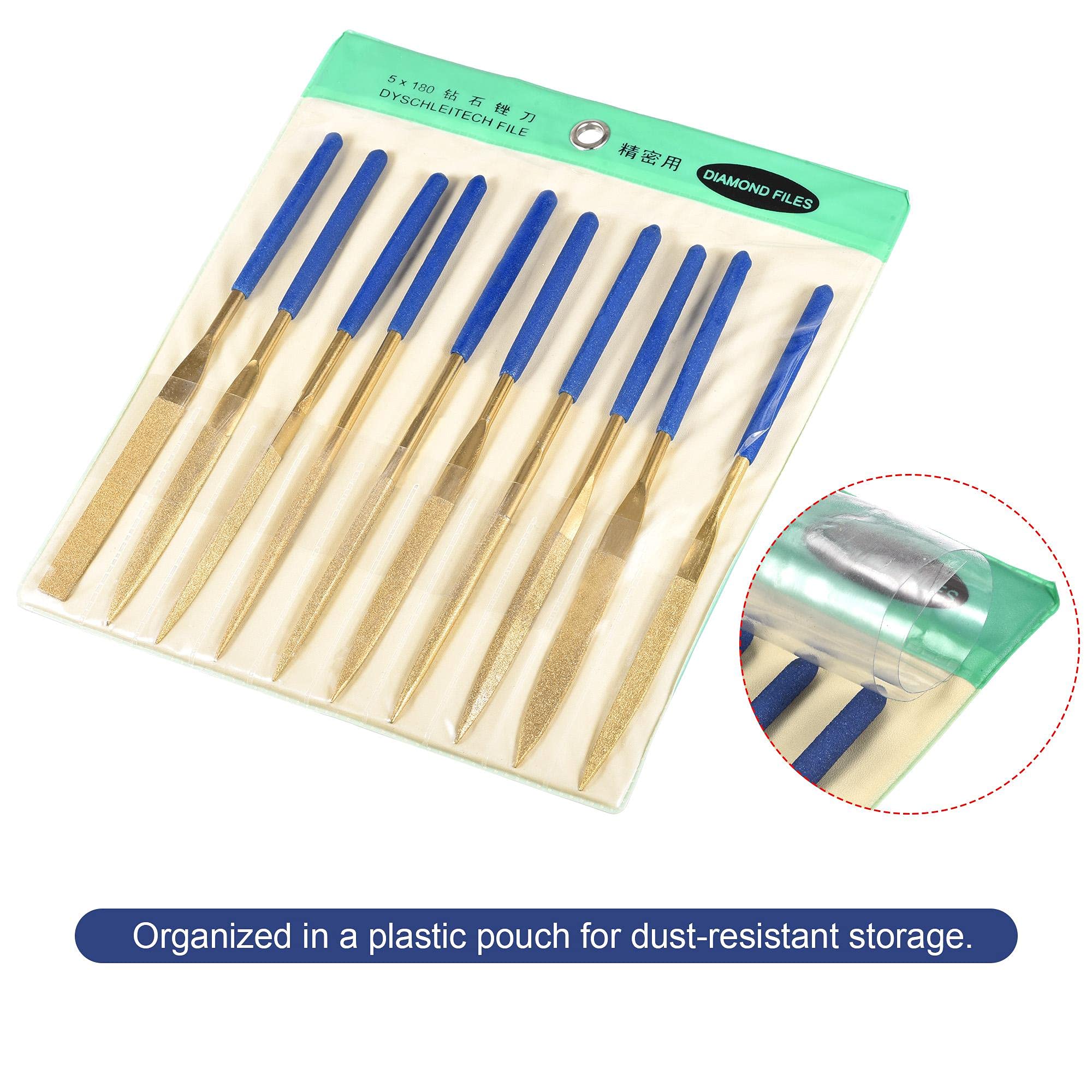 Uxcell 4pcs Triangular Diamond Needles File 5mm X 180mm 150 Grit For Metal Glass Wood Stone