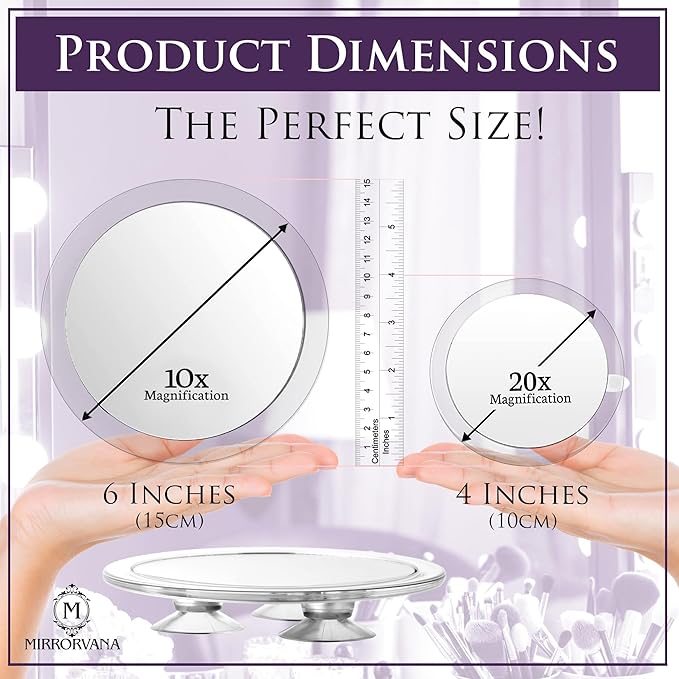 Espejo de Maquillaje MIRRORVANA 20X y 10X con Ventosa, 6" y 4" miniatura 2