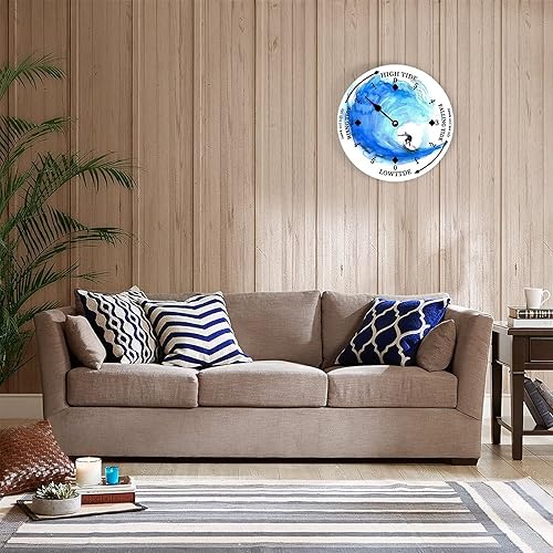 Miniatura 8 de Reloj de marea de madera, acuarela, surf, costa este, océano, reloj de marea de madera con marea alta y baja, reloj vintage para colgar en la pared,