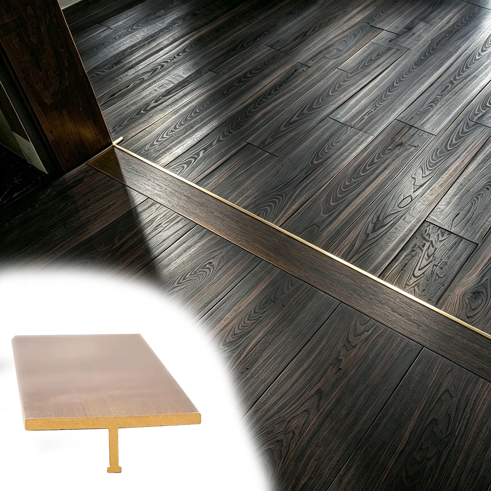 Profilo di Transizione Pavimento Profilo di Giunzione a T in Ottone | Profilo di Giunzione per Transizione Tra Pavimenti in Legno, Robusto Profilo di Raccordo per Sala(30x10mm (1.18x0.39in))