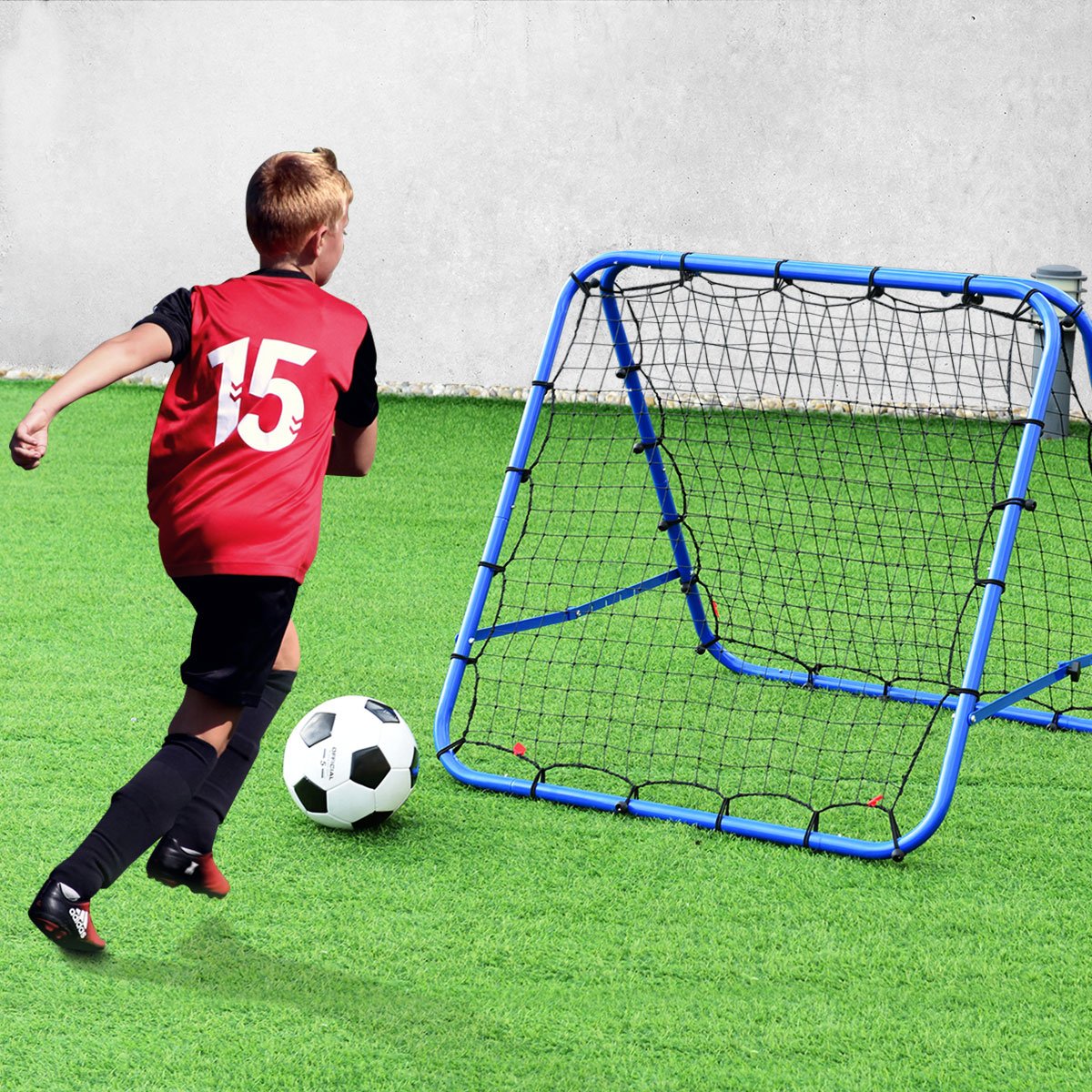 COSTWAY Rete da Rimbalzo Calcio Pieghevole con Angoli Regolabili