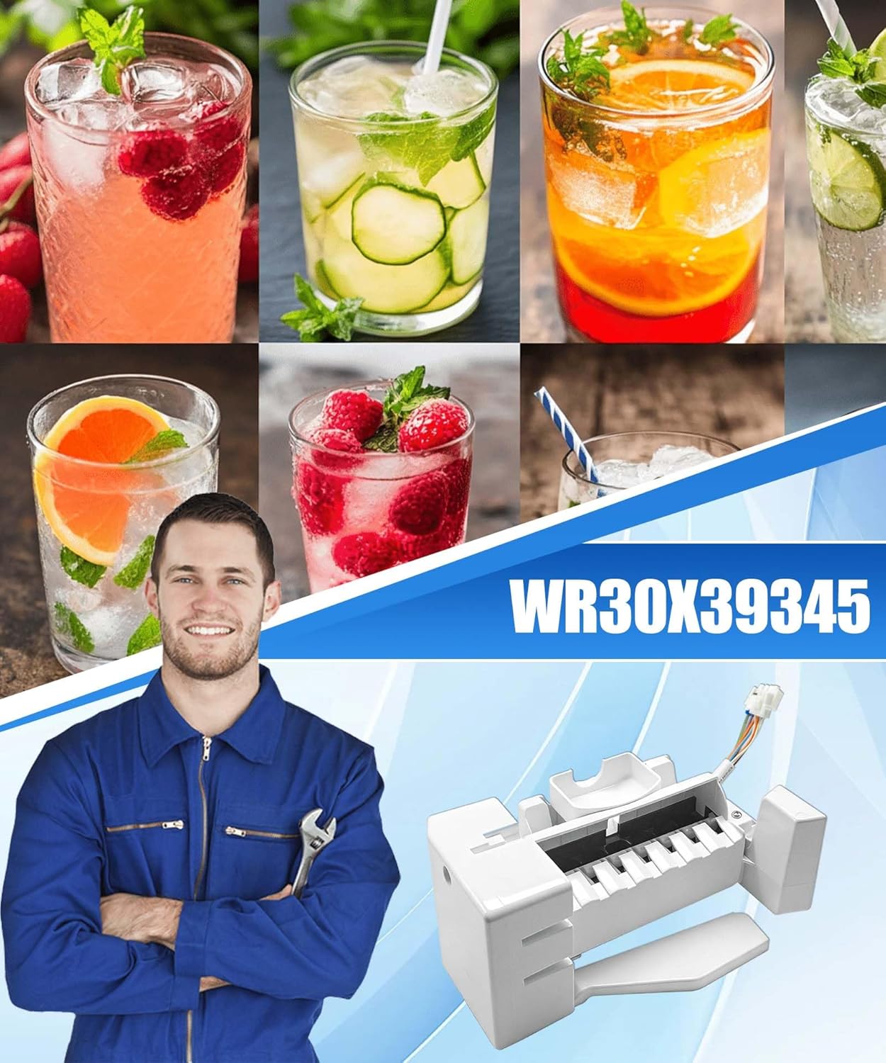 WR30X39345 WR30X31922 Refrigerator Ice Maker Assembly Compatible with GE Refrigerator, Replaces WR30X36235, WR30X38005 ETC