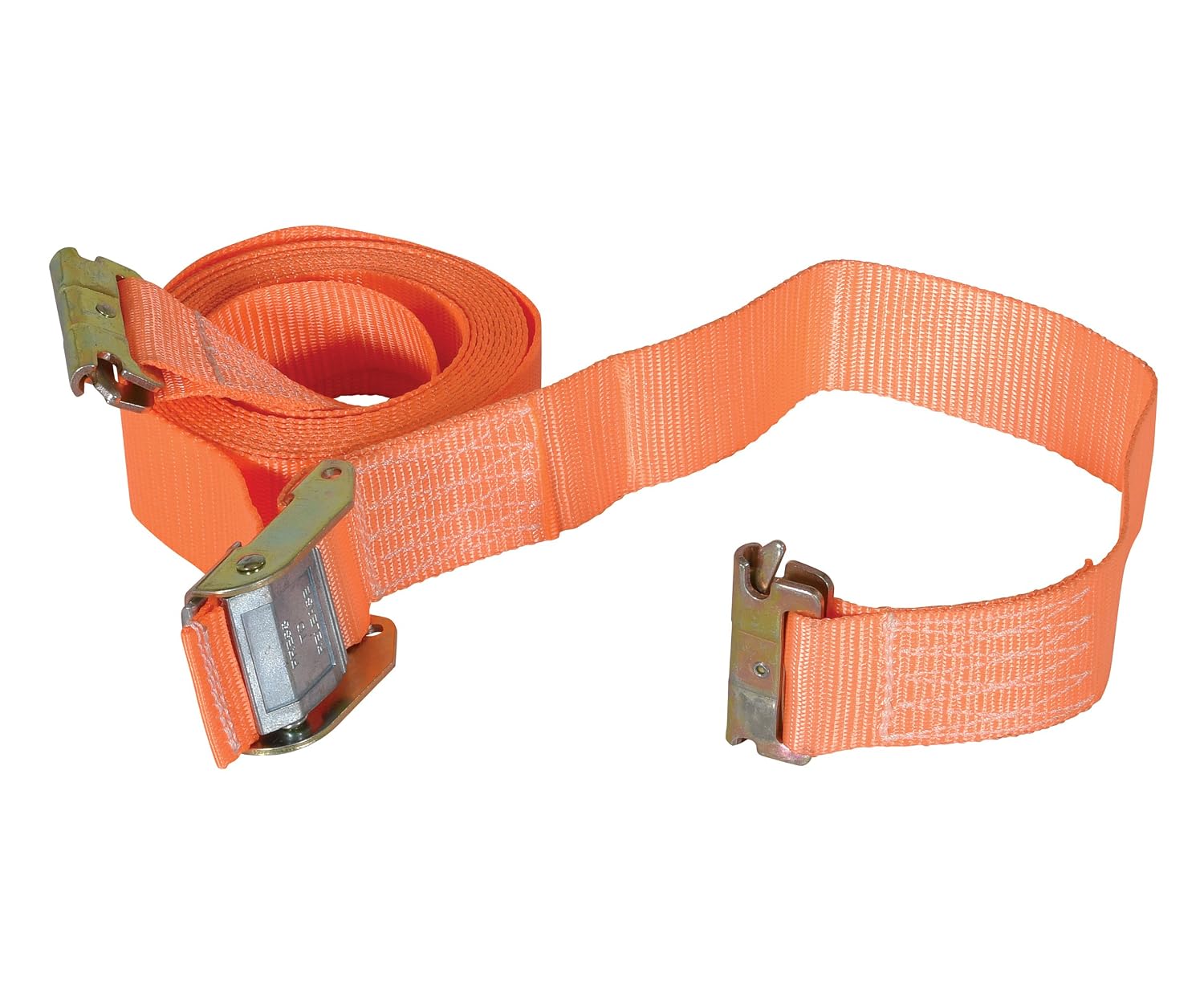 Vestil STRAP-16-CE Polyester Cam Cargo Strap with E-Clip 16 Ft. Working Length 1,200 Lb. Working Load Orange