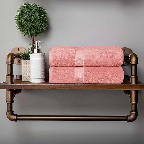 Miniatura 8 de Superior Juego de 2 toallas de baño de pile de algodón egipcio, toallas de lujo ultra suaves, esenciales de felpa gruesa, absorbentes y pesadas,