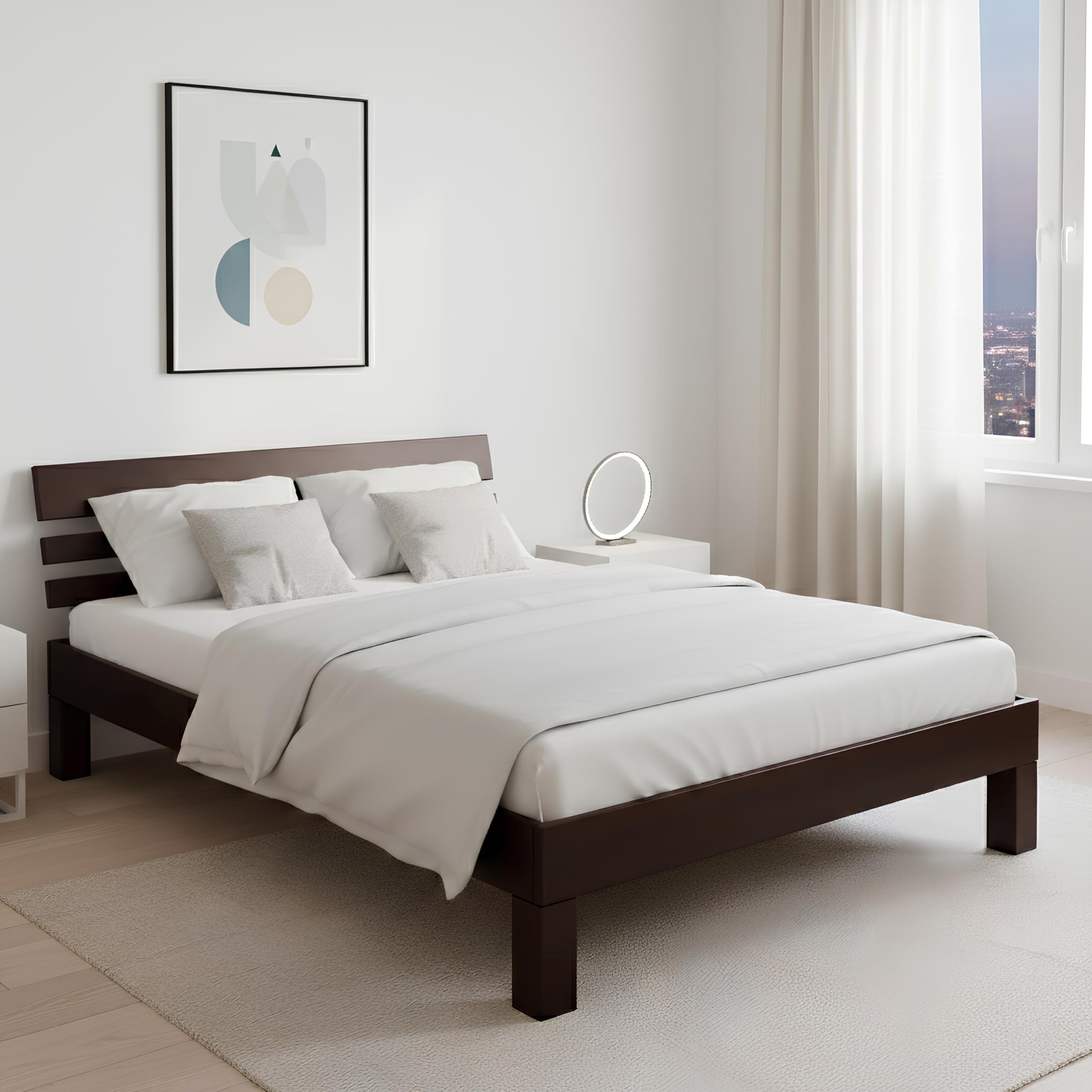 Krok Wood Massivholzbett Julia in Buche, Farbe Dunkle Walnuss (90 x 200 cm)