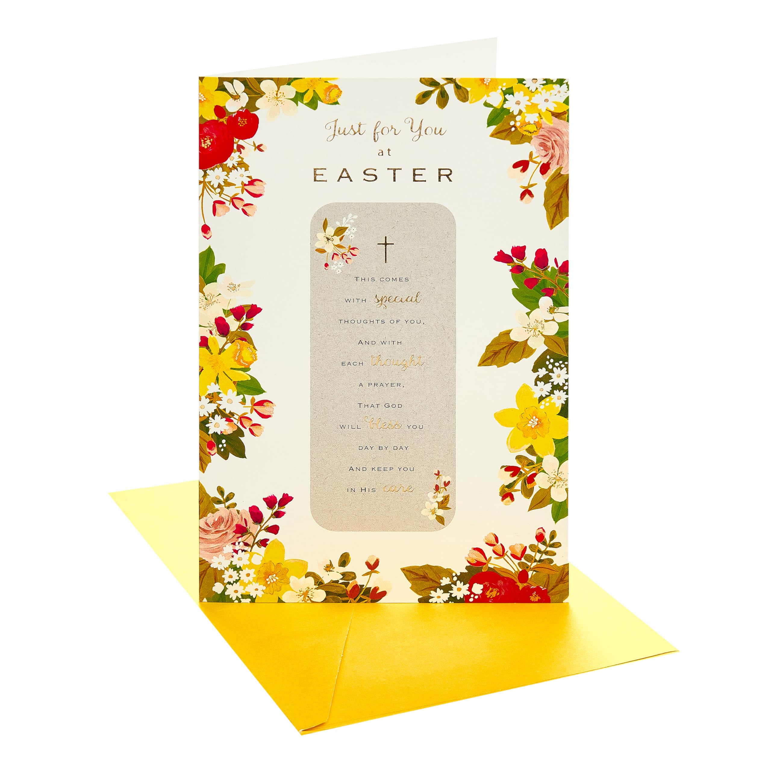 UK Greetings | Easter Card | Her/Him | Easter Flowers Design | With Envelope | 14.9 x 22.9 cm