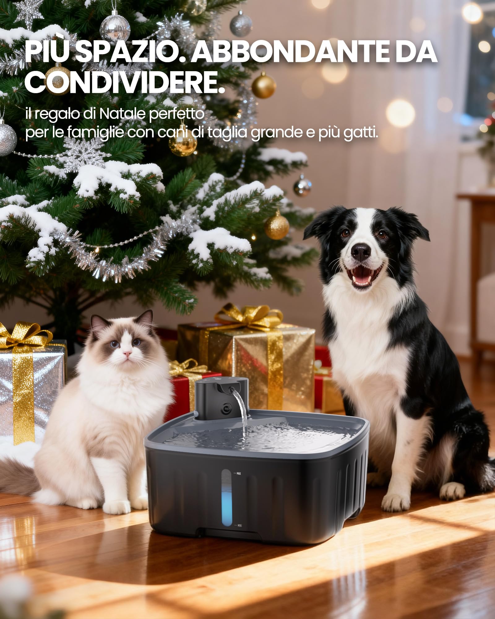 Kittyspout Fontanella per Cani Senza Fili, 8L Fontanella per Gatti e Cane Grosso con Sensore di Movimento, Batteria Ricaricabile Integrata da 4000mAh, con Pompa Silenziosa e Filtro Carbonio Attivo