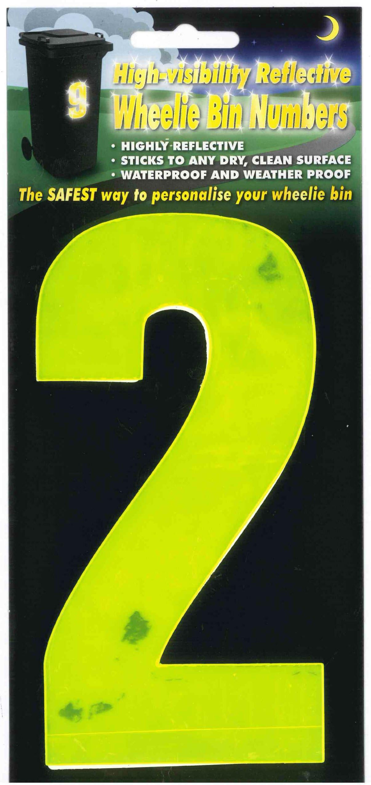 Wheelie Bin numbers WBN HiVis yellow 2