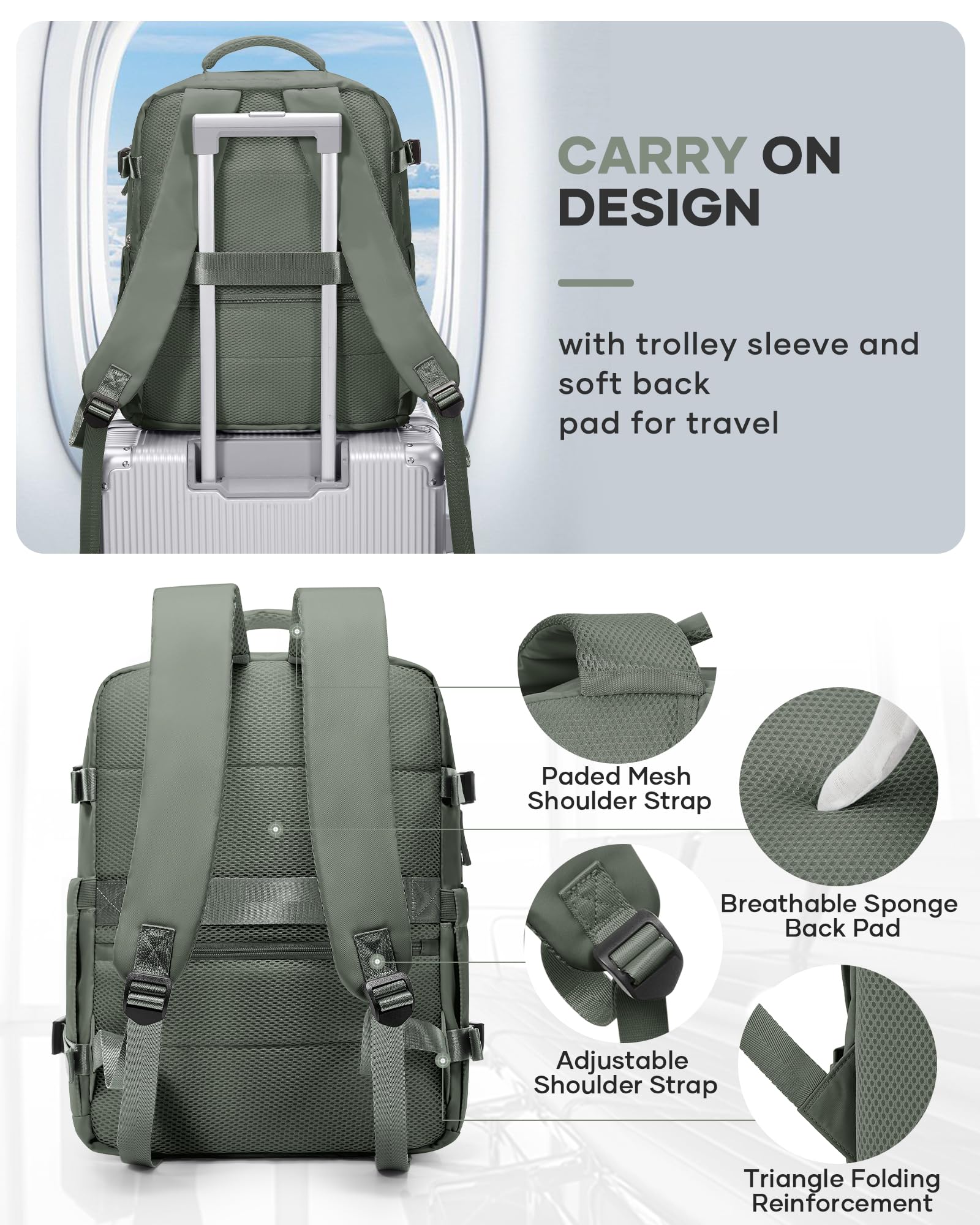 Borse da Cabina per Ryanair 40x20x25 Bagaglio a Mano Zaino Borsa Zaino da Viaggio, Zaino da trekking,da uomo, zaino casual per laptop da 14 pollici per scuola con porta di USB