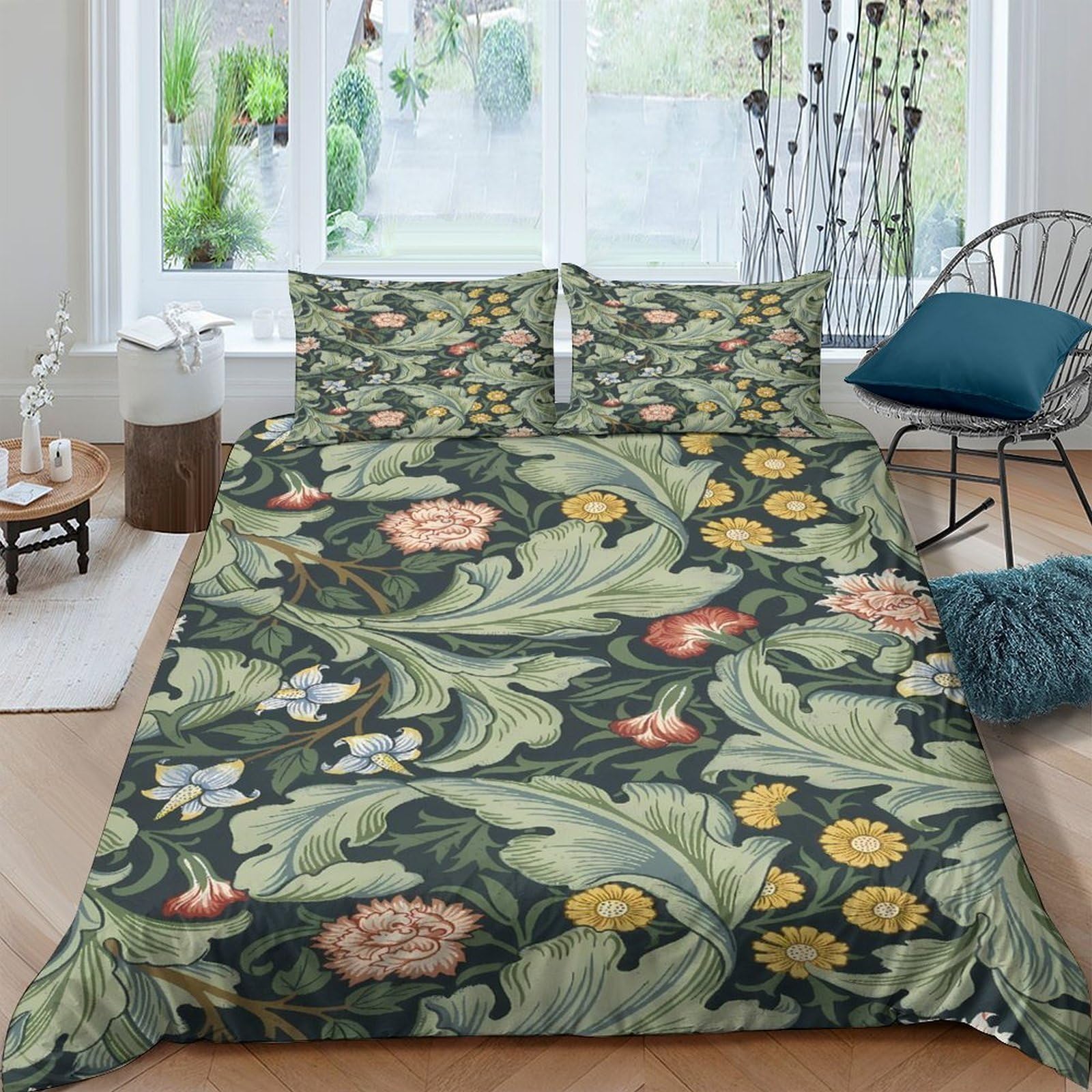 Ctjqhvkz Style-7 3D Printed Botanical Garden Fitted Sheet Microfiber Soft Floral Mattress Cover For Bedroom Decor, Machine Washable Single（135X200cm）
