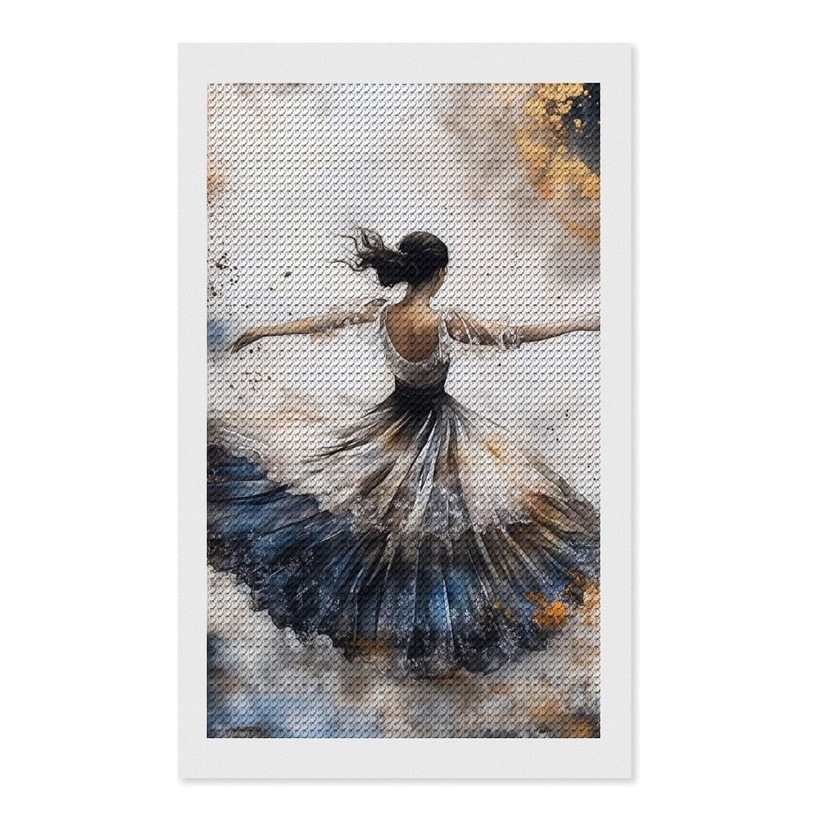 Junmoney Ballerina in A Flowing Dress Diamond Painting Kit 12"x20", Festive Craft Gift, Bedroom Decor, Full Kit Included, Creative Gift Idea