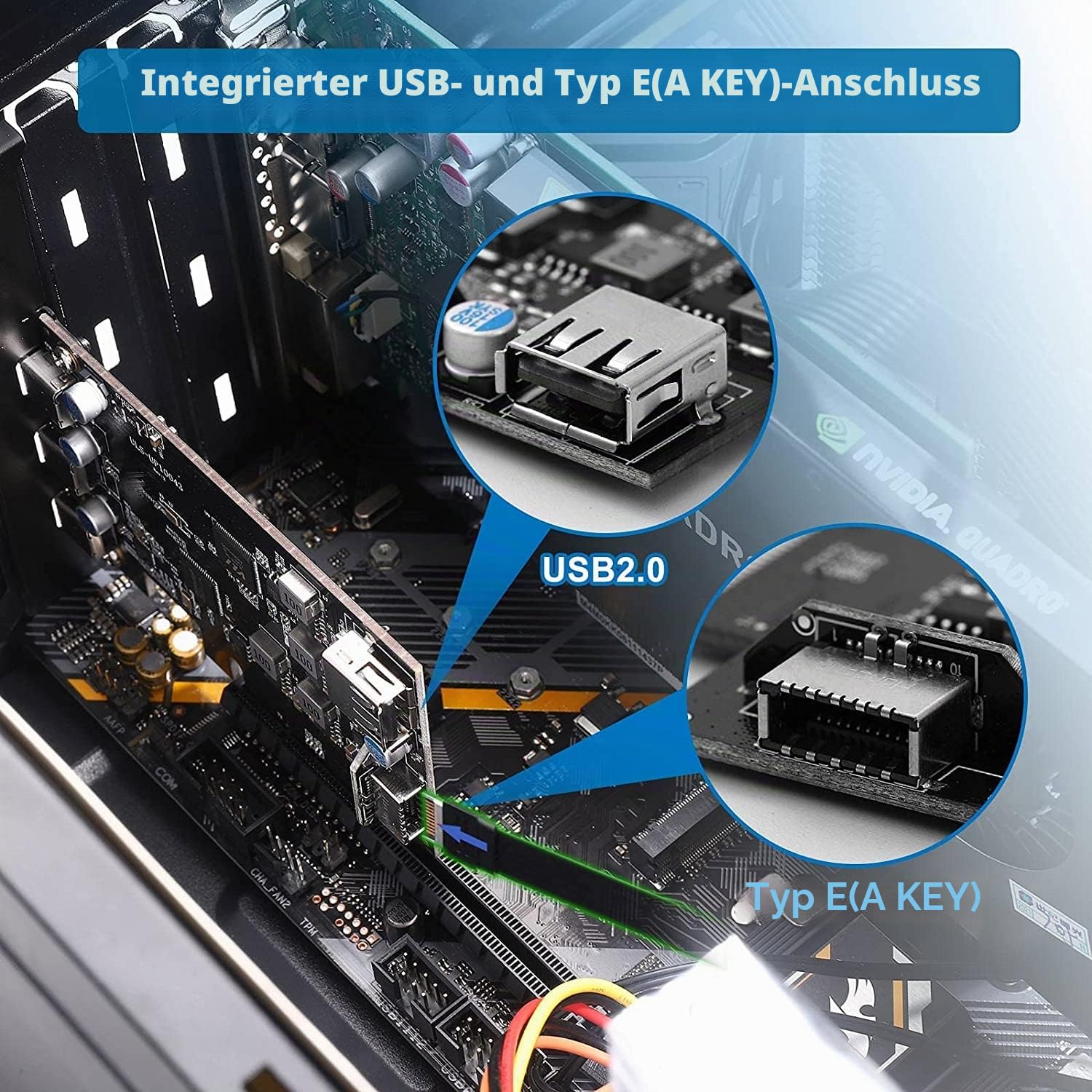 PCIe USB 3.2 Gen2 10 Gpbs Erweiterungskarte 5 Ports, darunter 3 USB C und 2 interne Ports (1 Typ-A, 1 Typ-E) für Desktop PC