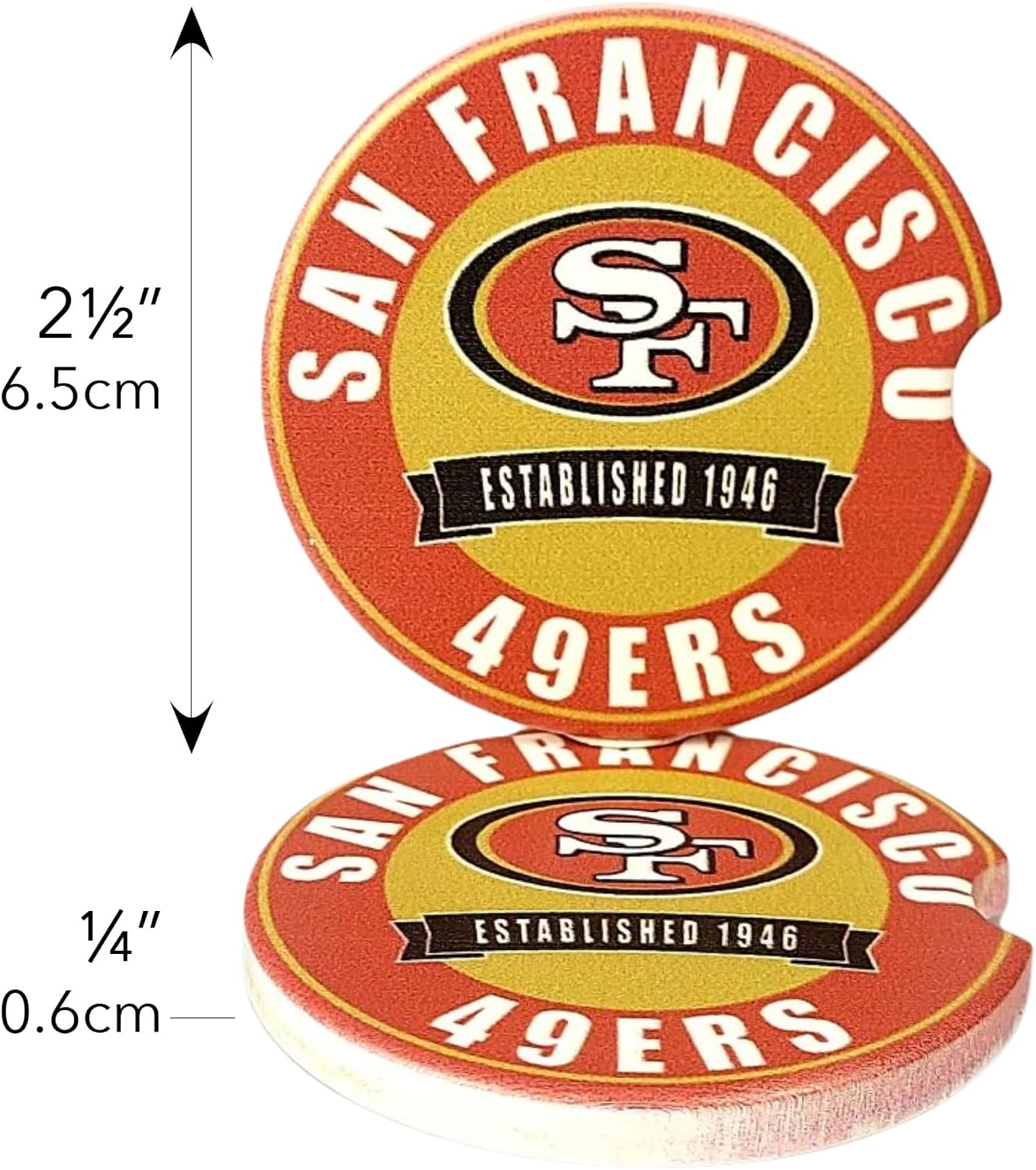 Fan Creations San Francisco 49ers Set of 2 Car Coasters - NFL Fan Gift image 2