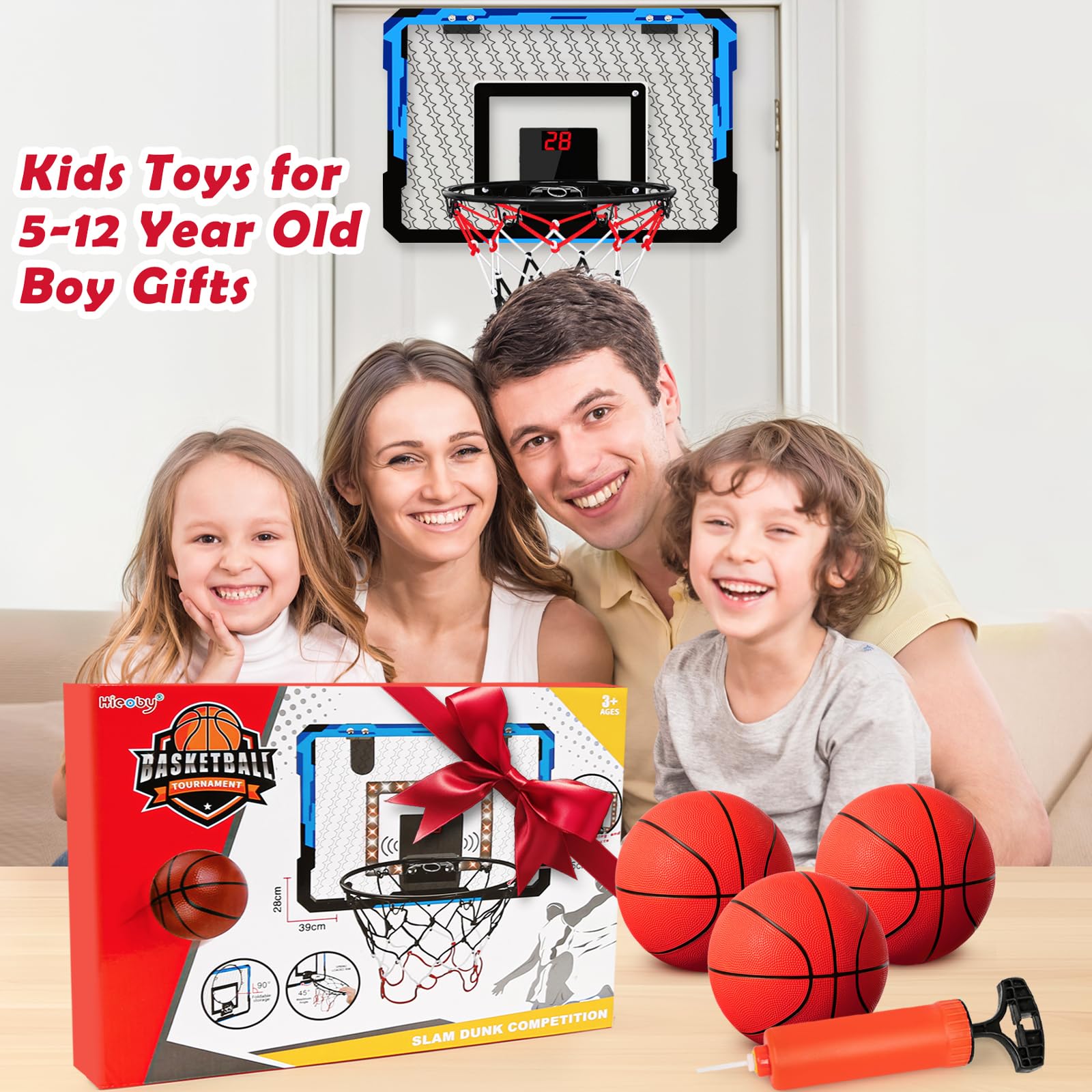 Moving Mini Basketball Hoop Indoor For Kids & Adults 3 Balls & 2 Air Pumps NEW