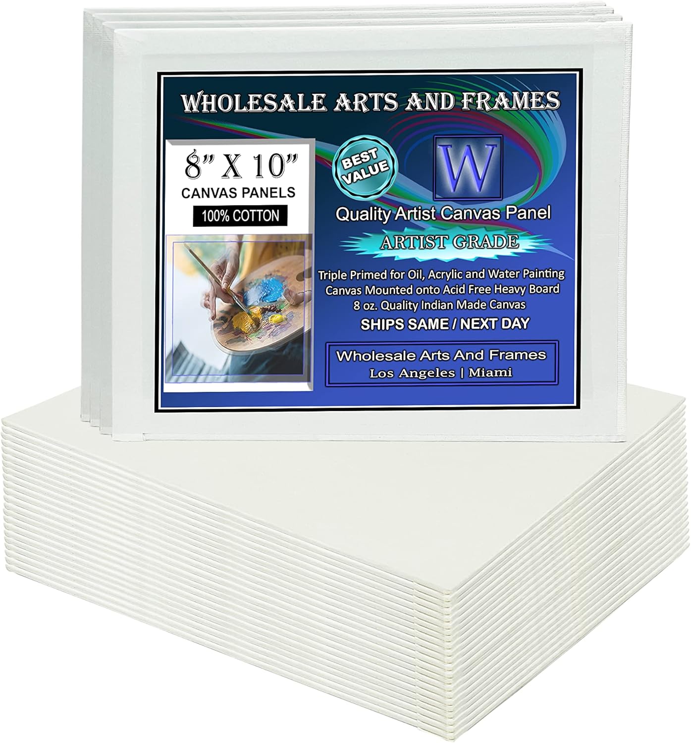 White Canvas Panels 8x10 100 PackProfessional Cotton Artist