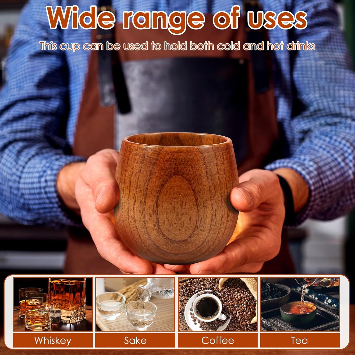 8pcs Whiskey Cups Wooden Bourbon Glass,Whiskey Glass Set,Wooden Whiskey Tumbler,Charred Wood Bourbon Glass,Wooden for Him,Men, Dad, Or Brother Unique Whiskey Gifts