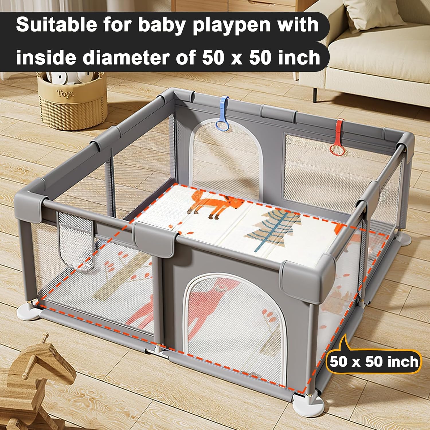 Gutsbox Tappeto Gioco Bambini Pieghevole 120x120x1cm Tappeto Gioco Neonato Pieghevole XPE Tappetino Bambini Pieghevole e Reversibile, Non Tossico, Antiscivolo