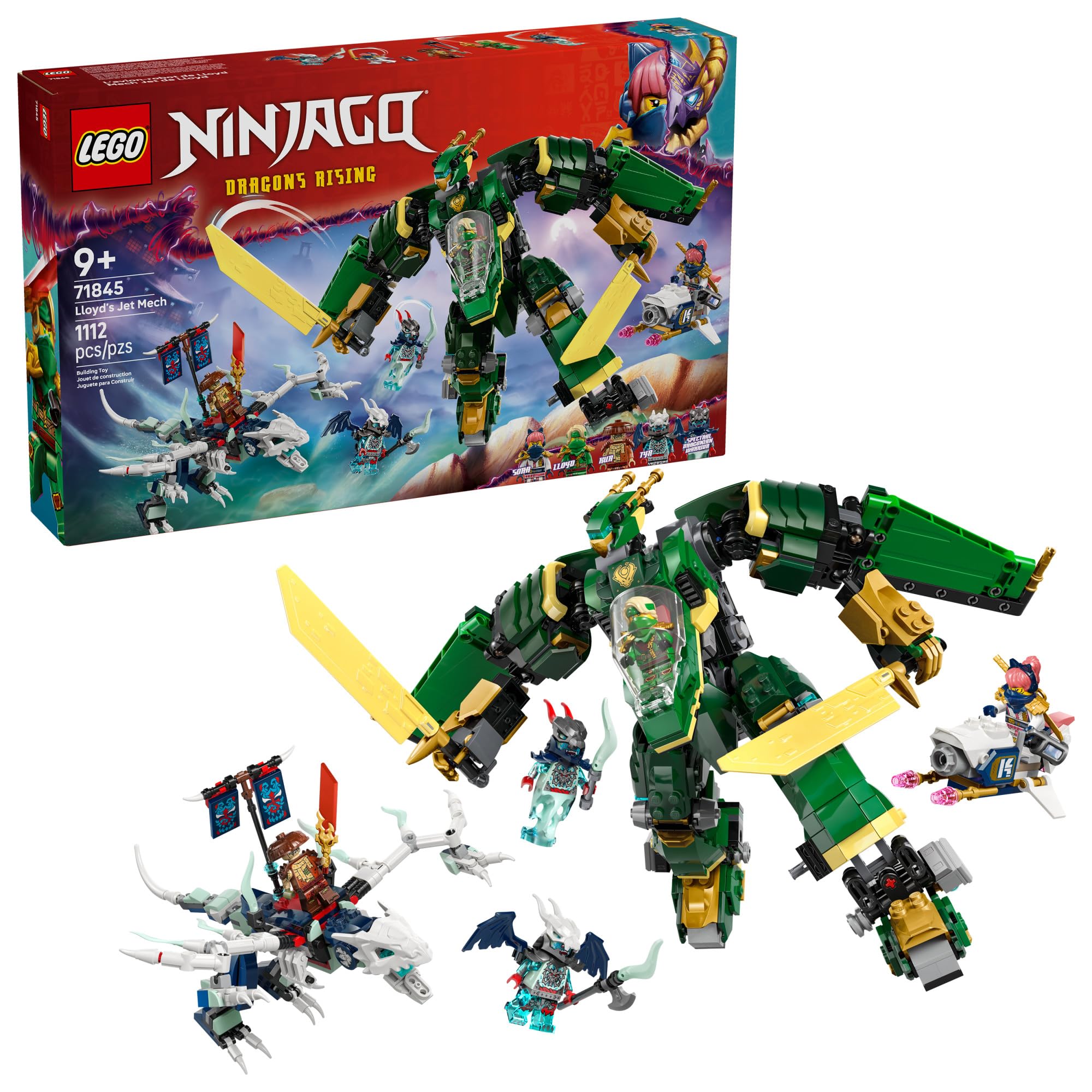 LEGO NINJAGO Lloyd's Jet Mech Building Toy - Model Building Kit for Boys & Girls, Ages 9+ - Transforming Playset for Kids W/ 5 Ninja Toy Minifigures -