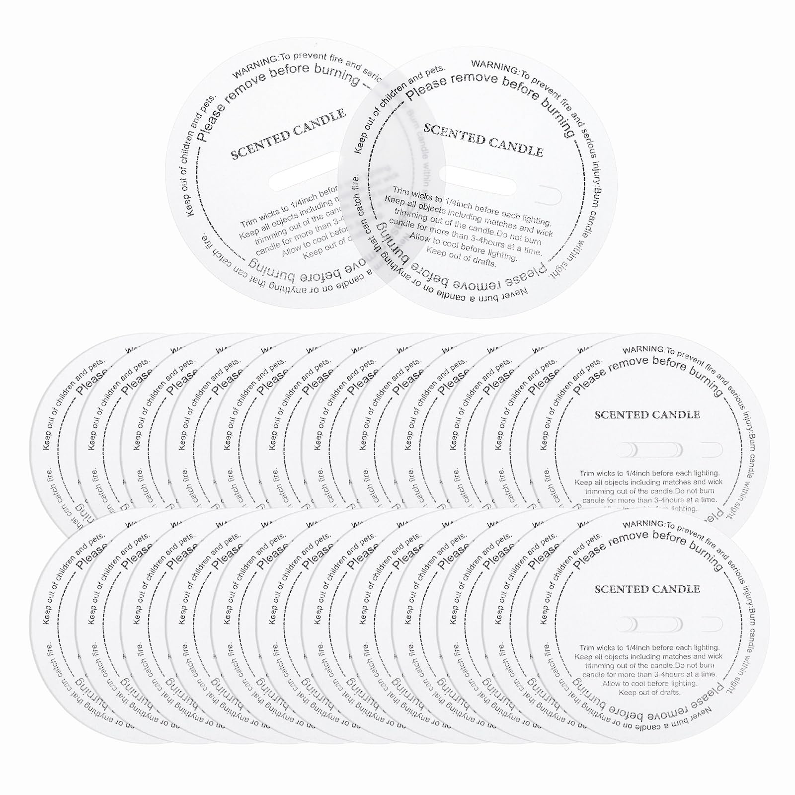sourcing map 35 Pcs Candle Dust Covers, 7cm/2.8" Round Printed Translucent Candles Drip Protectors Lid Accessories Letter Pattern for Craft Fragrance Making Jars Boxes Packaging