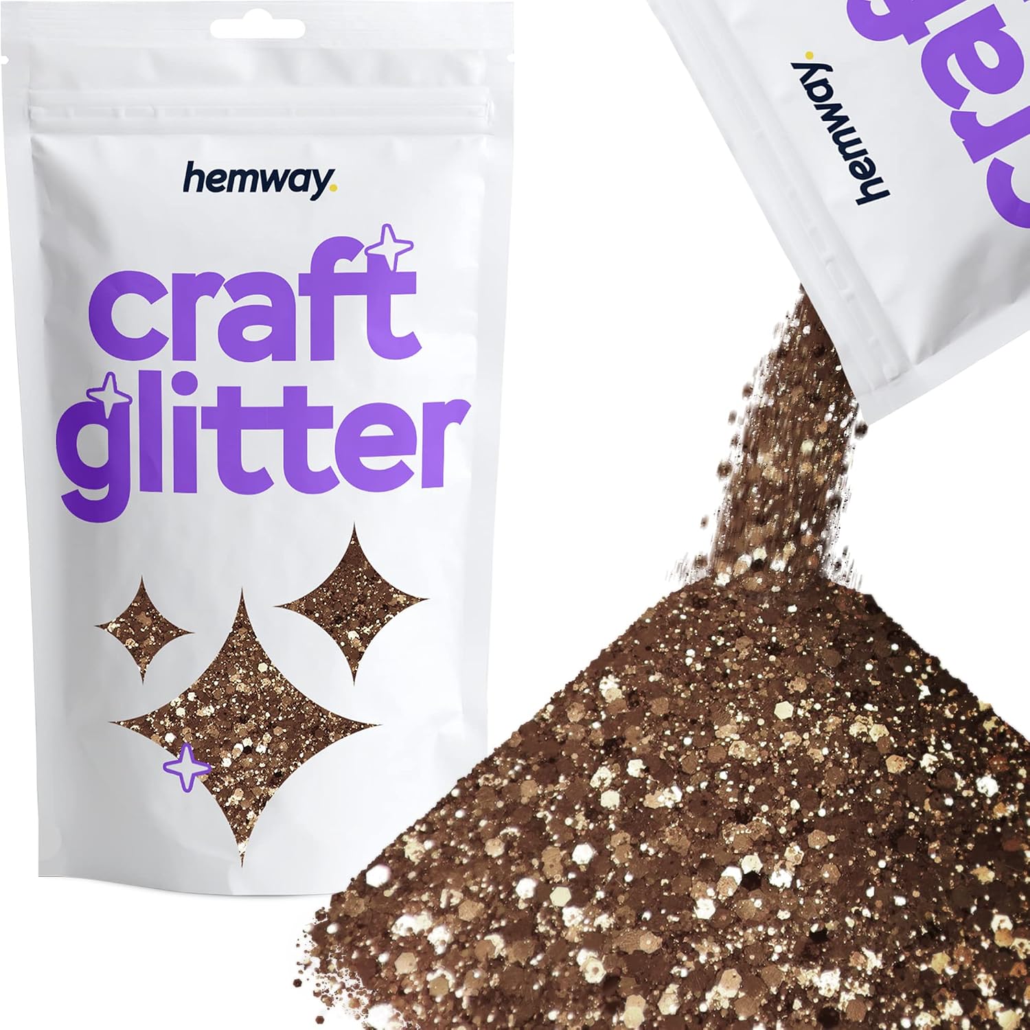 Hemway Craft Glitter Bronze Brown 100g Multi Size Glitter for Crafts Resin, Cosmetic, Nail, Face, Body, Festival, Tumblers