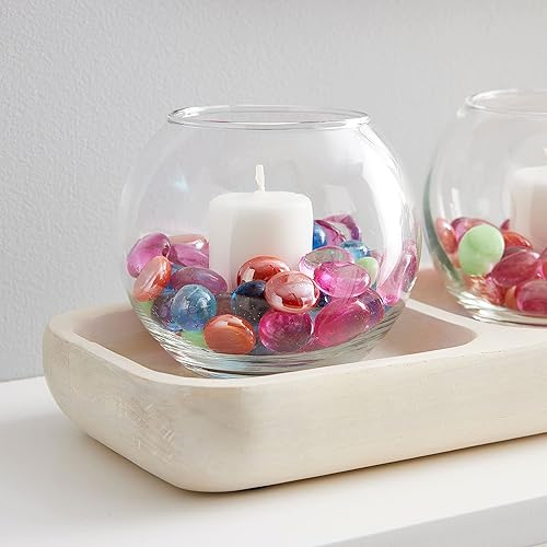 Ashland Recipiente de cristal con forma de rosa de 3.5 pulgadas, contenedor de almacenamiento de vidrio para velas, arreglos florales, decoración y