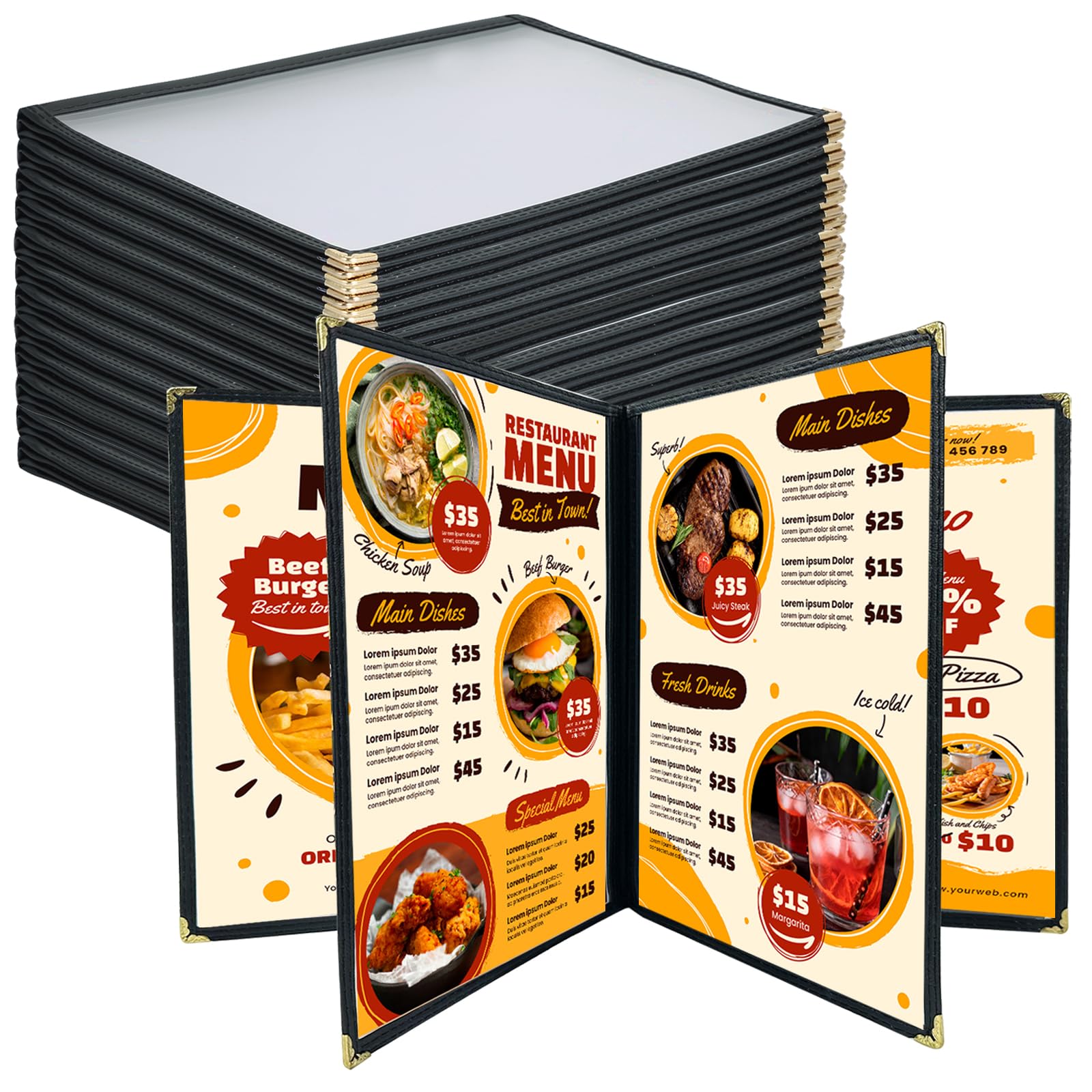 Juego de 12 fundas de menú, 1 página de 2 vistas, transparentes, fundas de menú de 21,6 x 27,9 cm, libros de menú para papel de tamaño A4, perfectas para restaurantes, bares, cafeterías y