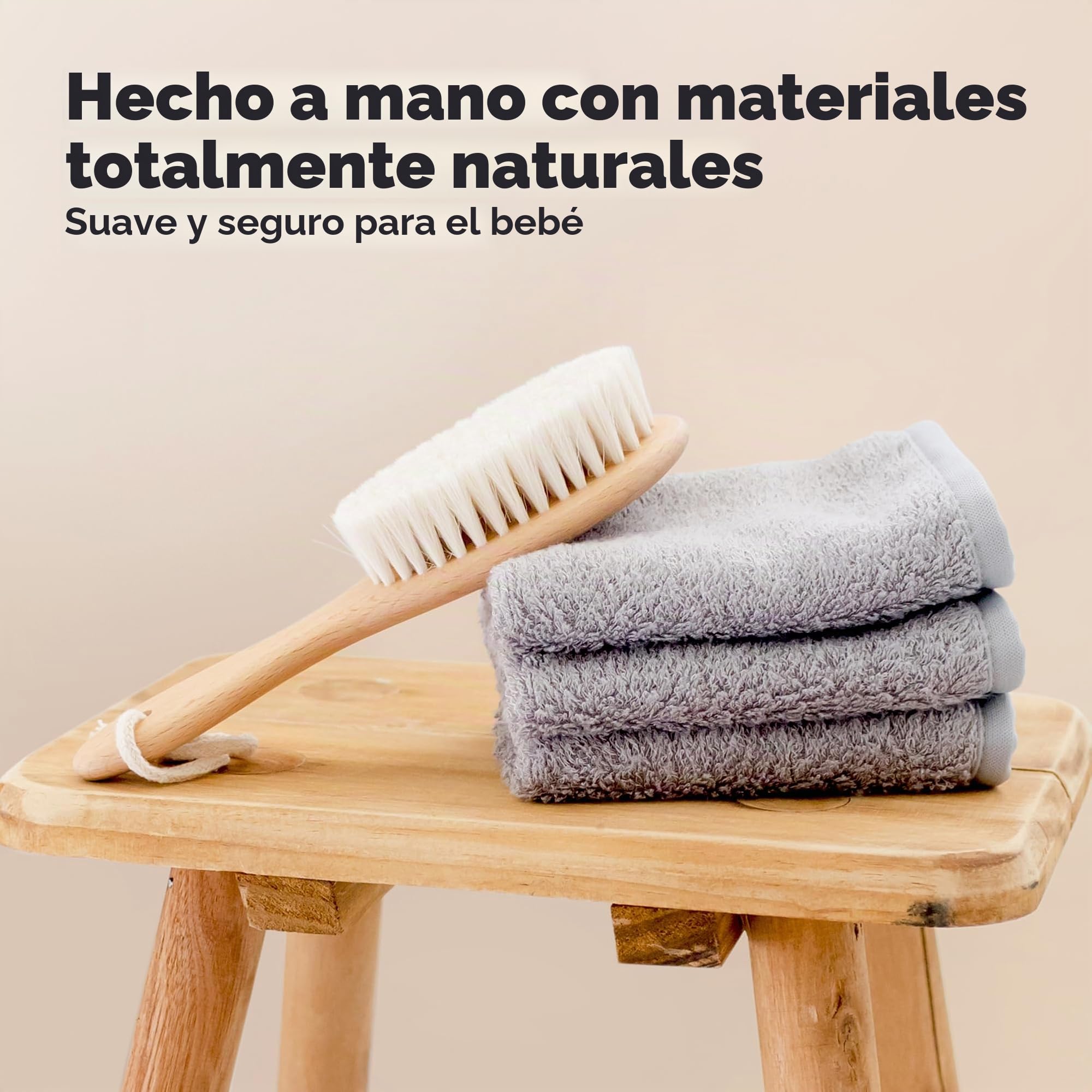 Cepillo de pelo para bebé recién nacido - Madera natural con cerdas suaves de cabra para la costra láctea - Kit de cuidado de cepillo de pelo para el cuero cabelludo perfecto para bebés, niños pequeño