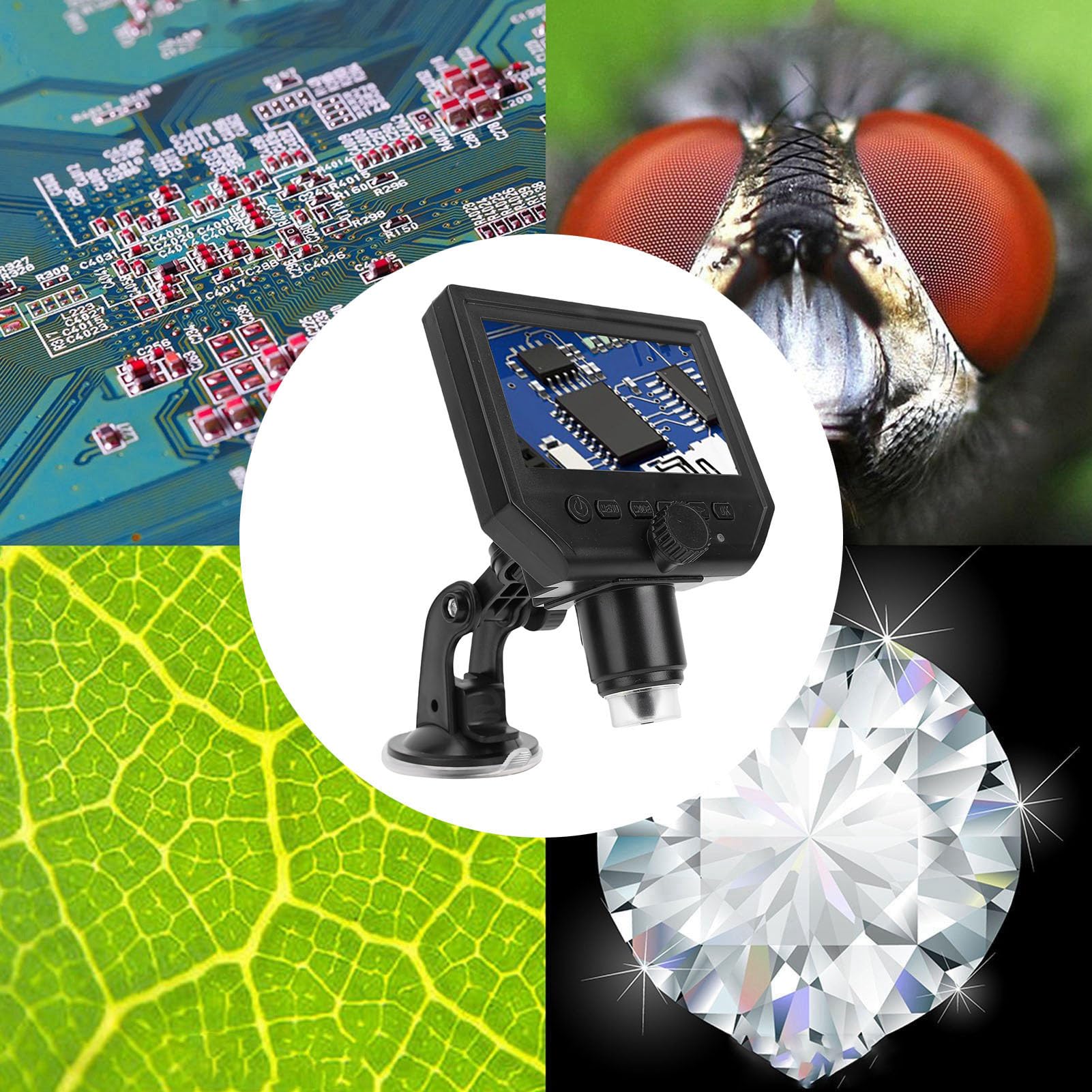 Tosuny Microscopio Digital de Enfoque Automático con Aumento de 600X |Lupa de Monedas con Pantalla HD de 4,3"