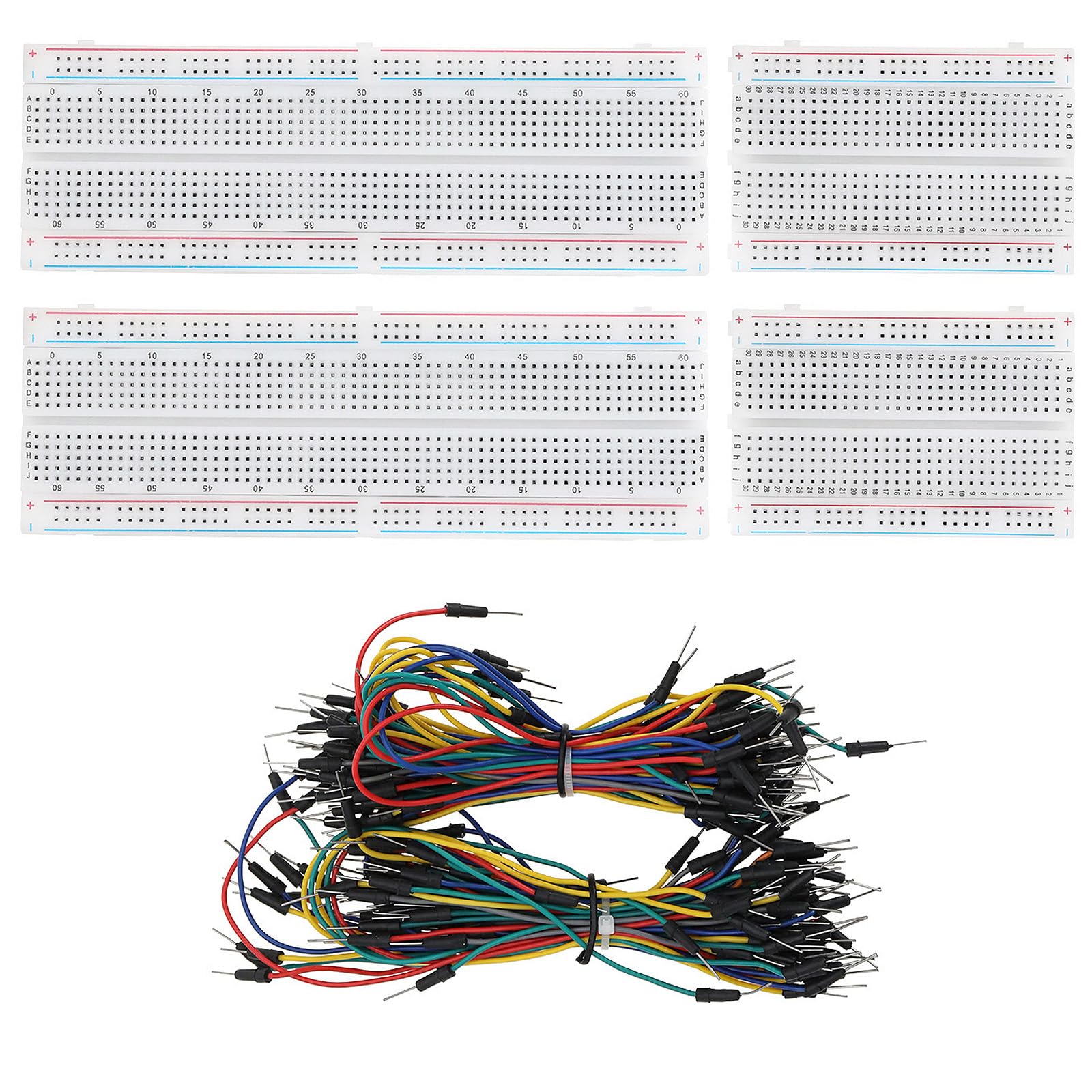 134Pcs Breadboard Kit Solderless Breadboard 2 Pcs 830 Tie Points & 2 Pcs 400 Tie Points & 130 Pcs Flexible Breadboard Jumper Wires