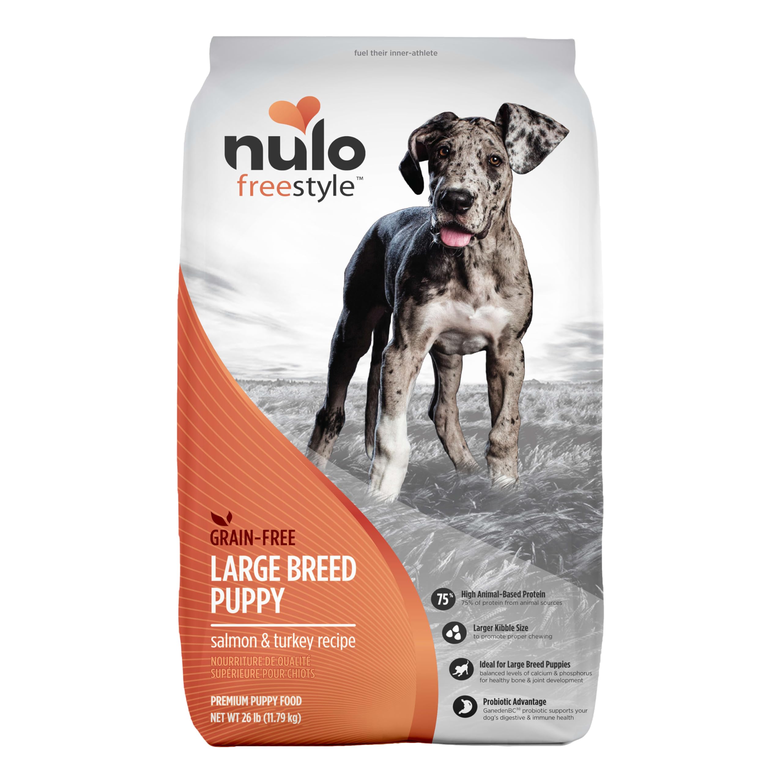 Nulo Freestyle Large Breed Puppy Food - Salmon & Turkey, Dry Grain Free Dog Food for Puppies, Natural, High Protein Kibble with DHA, Probiotics,