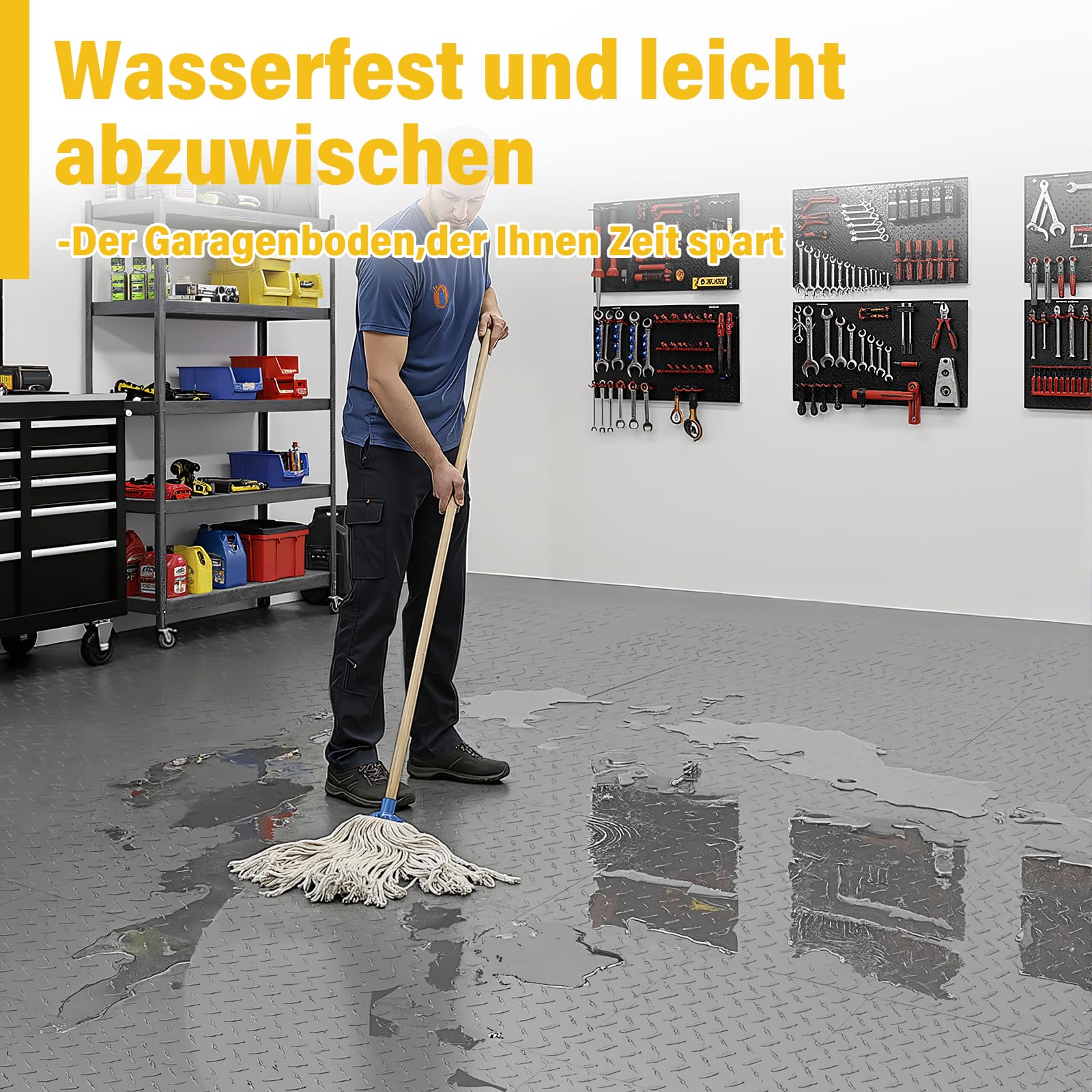 jxgzyy 30 Stück Garagenbodenfliesen, 40x40 cm verzahnte Werkstattboden Klickfliesen, 10.000 kg Tragfähigkeit, rutschfeste DIY Fliesen für Garagen, Kellerräume, Schwarz