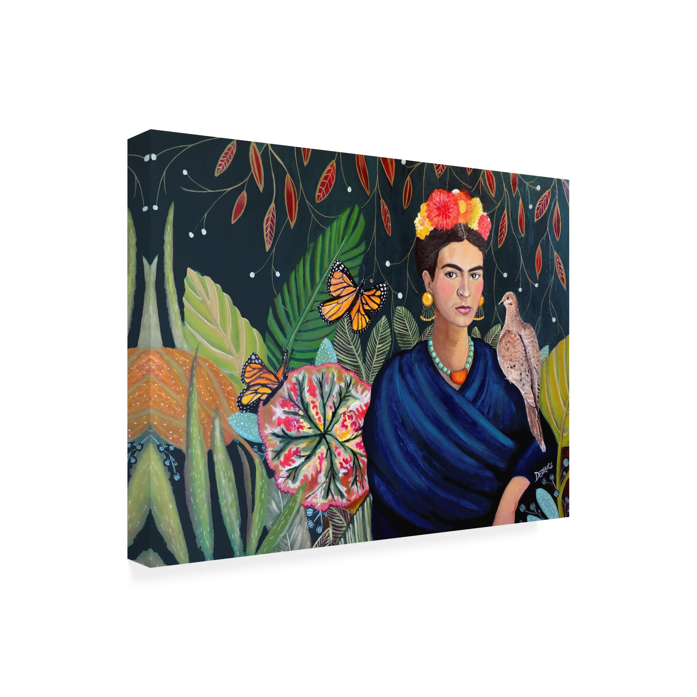 Wrapped Canvas Wall Art - Sylvie Demers Frida A Casa Azul Revisitated Wall Art for Living Room Bedroom