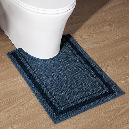 Miniatura 26 de chakme Juego de 2 alfombras de baño ultrafinas, absorbentes, antideslizantes, lavables a máquina, color beige oscuro, 17 x 24 pulgadas + tapete para