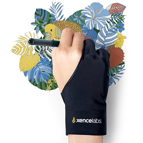 XENCELABS Drawing Glove, Breathable Artist Glove for Drawing Tablet, Two Fingers for Left Right Hand Black Size S - Small
