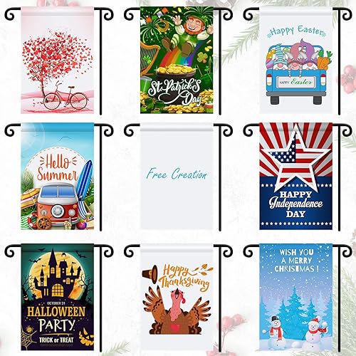 Miniatura 5 de Shimeyao Paquete de 54 banderas de sublimación en blanco para jardín, banderas de transferencia de calor en blanco de 11.8 x 17.7 pulgadas, bandera