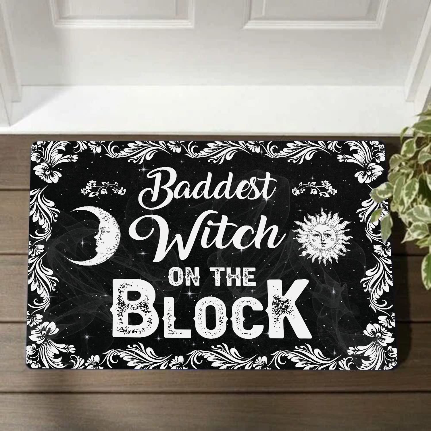 Ensound Baddest Witch On The Block Doormat,Witch Doormat,Sun and Moon Rug,Doormat Gift for Mystical Lover,Indoor Outdoor Mat,Welcome Mat 24x16 Inch — image 1