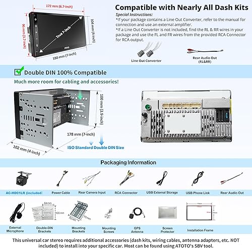 Miniatura 7 de ATOTO A6 PF - Estéreo para coche Android de doble DIN de 7 pulgadas, Carplay inalámbrico y Android Auto, pantalla táctil completa, enlace espejo,
