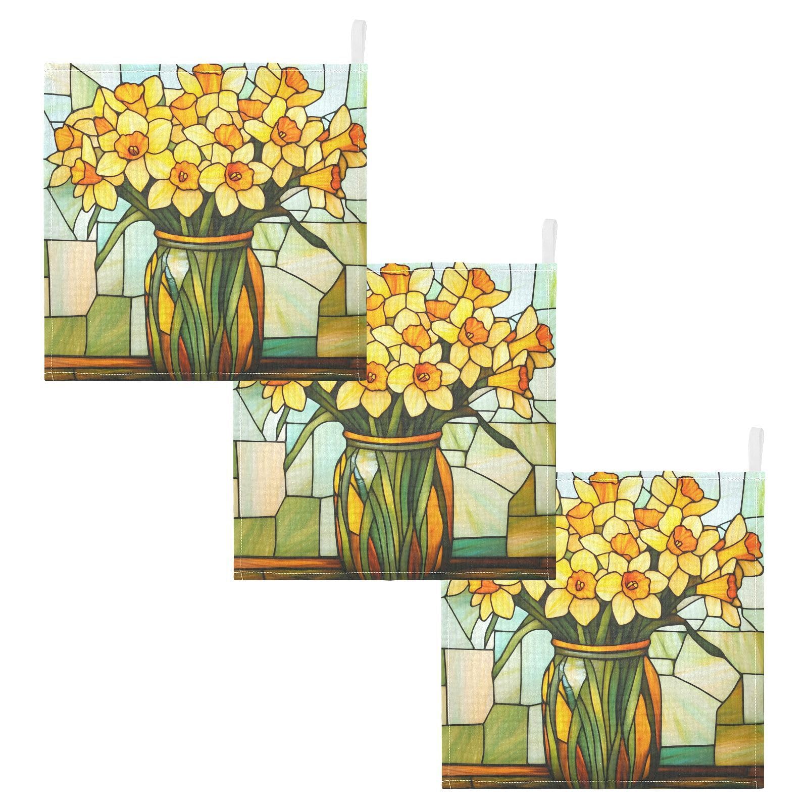 YETTASBIN Daffodils Muslin Baby Hand Washcloths Soft Cotton Bath Face Towel 4 Layers Extra Absorbent Feeding Burp Cloth