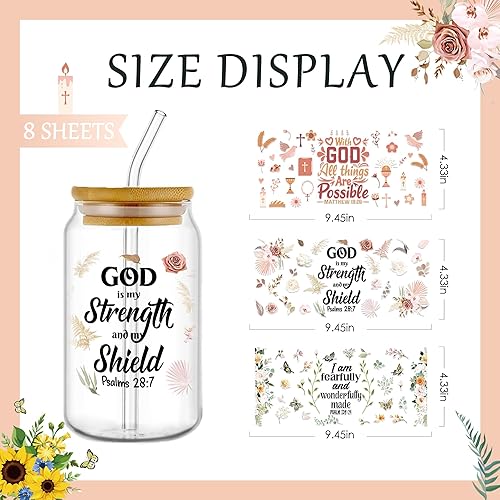 Miniatura 9 de AFRITEE Envolturas de tazas UV DTF  8 hojas lindas y divertidas coloridas con patrón de café I'm Fine Coffee de gato negro, calcomanías de bricolaje