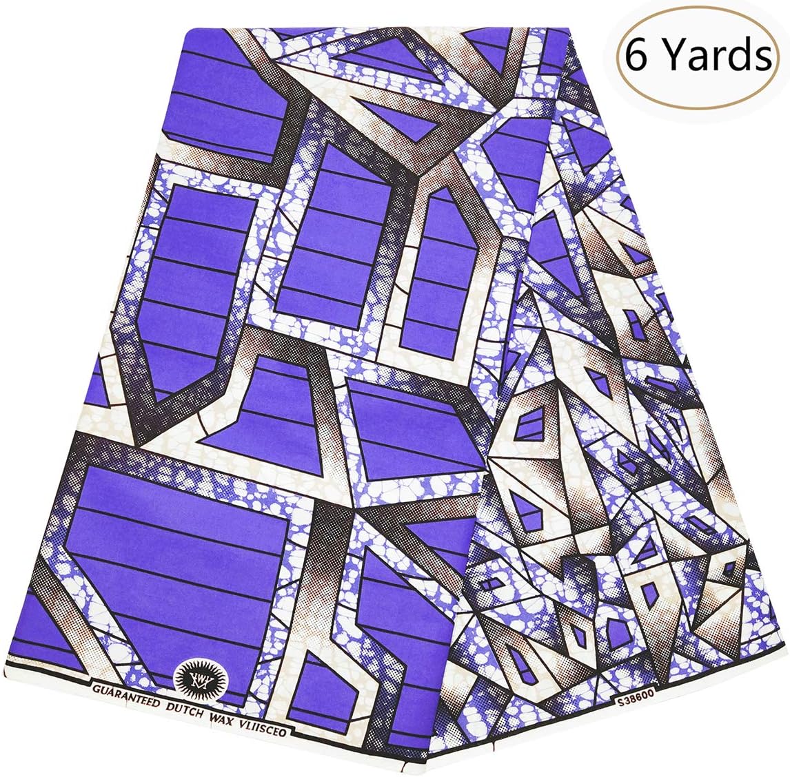 Dexuelan 6 Yards Ankara Super Wax Print Fabrics Java African Wax Print with Polygon Print for Sewing Dress (Purple)