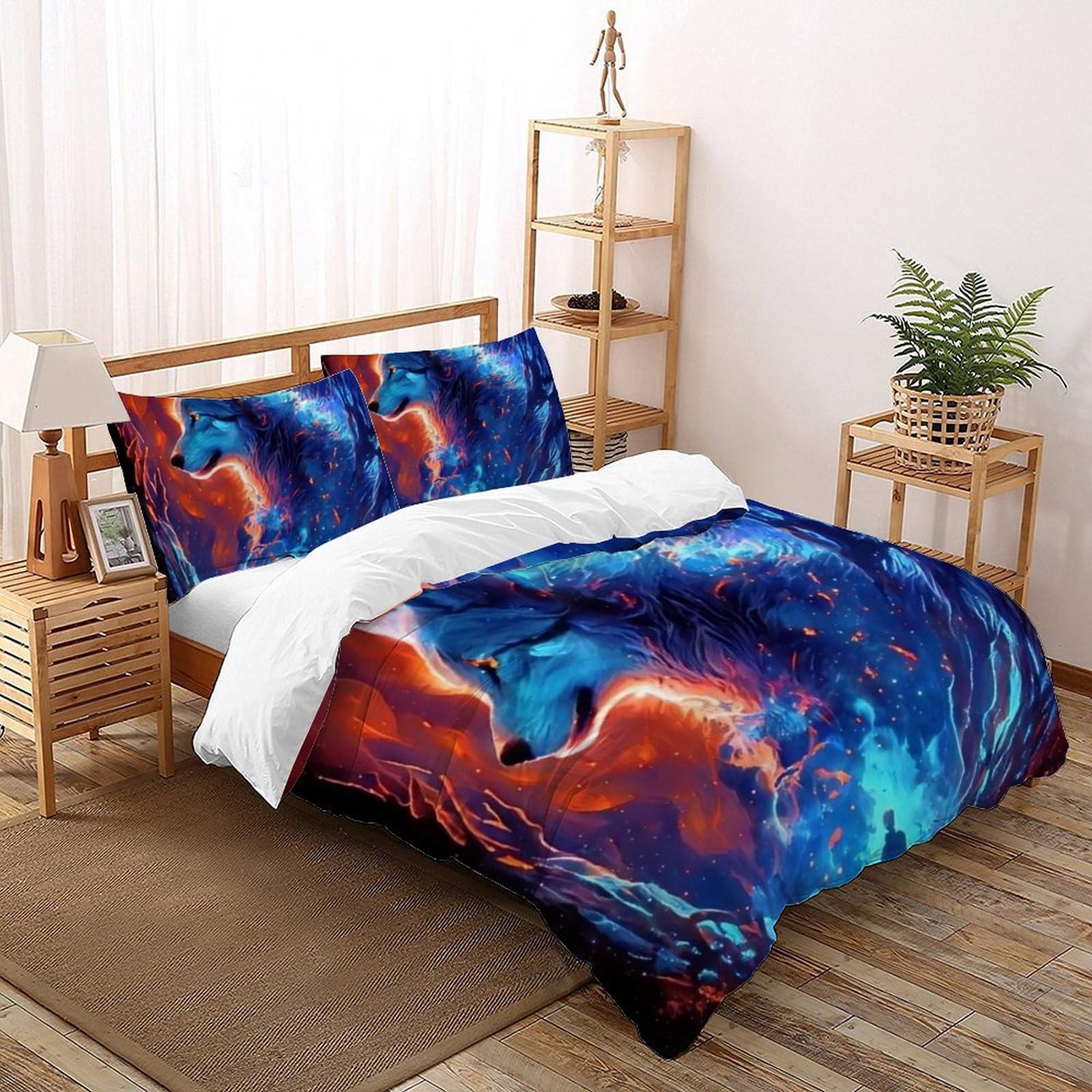 Parure de lit loup double 200x200 cadeau idéal pour garçon et ado