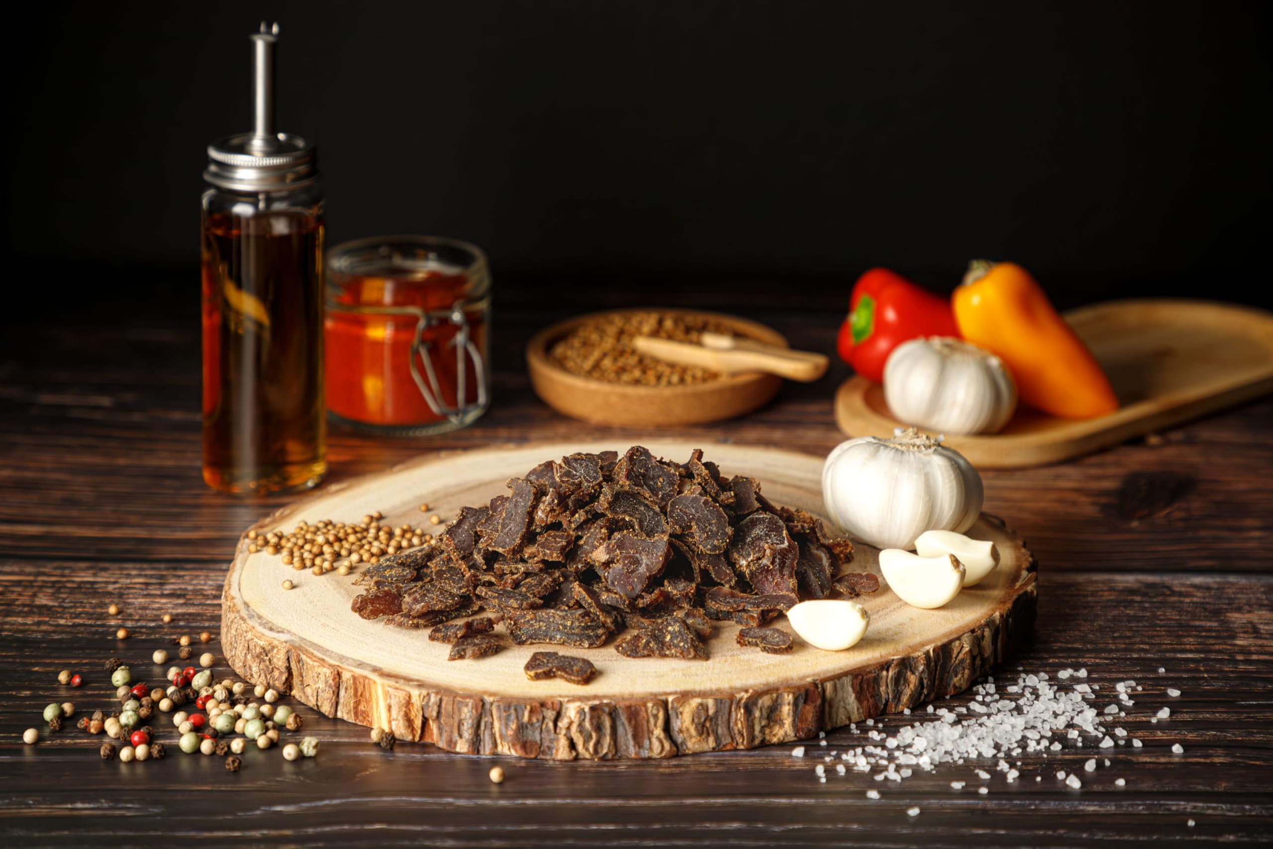 Craftsman Biltong Garlic Trockenfleisch | Beef Jerky Set aus Deutschland - Bayern | Ohne Zucker 100% Natürlich mit Knoblauch (5x 50g Garlic)