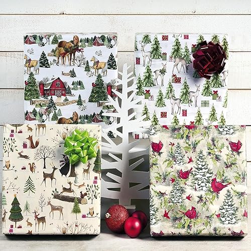 Miniatura 7 de Current Birds on Black - Papel de regalo enrollado de Navidad, rollo de papel de regalo jumbo de 23 pulgadas x 32 pies, 61 pies cuadrados en total