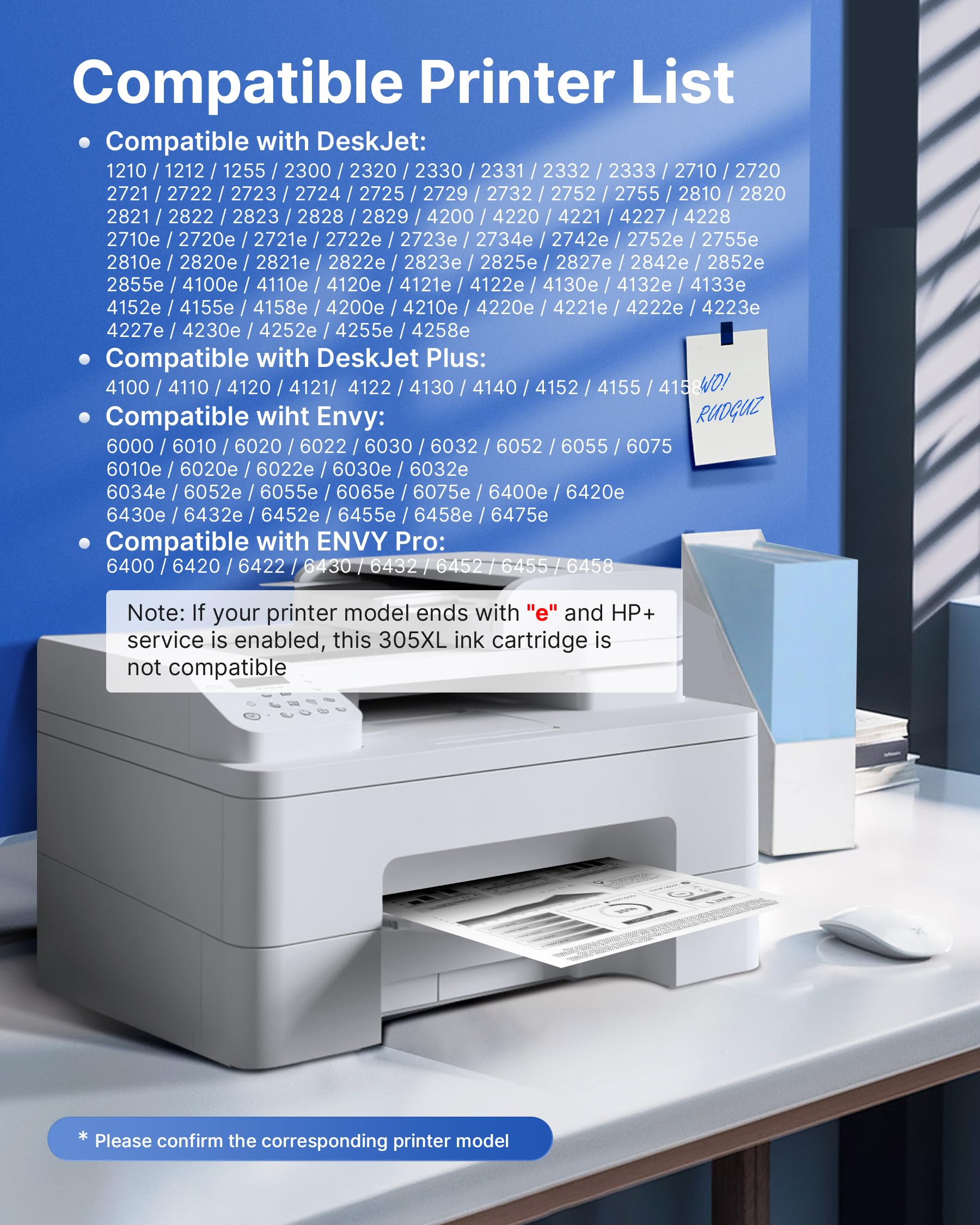 305XL Nero Cartuccia d'inchiostro Sostituzione per cartucce HP 305 Nero per HP 305 XL per Envy 6020e 6000 6030e 6032 6020 6420e DeskJet 2700 2720 2710 2720e 2723e Plus 4120 4120e 4100 (Nero, 1-Pack)