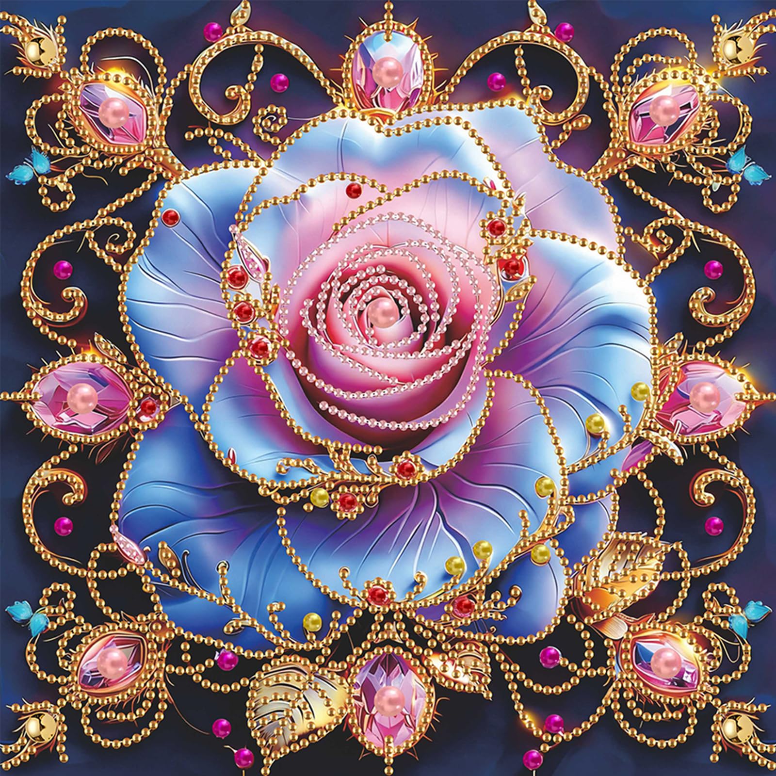 Rose Special Shaped 5D DIY Partial Drill Diamonds Paintings Gem Art Diamonds Dots Gem Art Kits for Adults Beginners Home Decor 11.81 X11.81inch